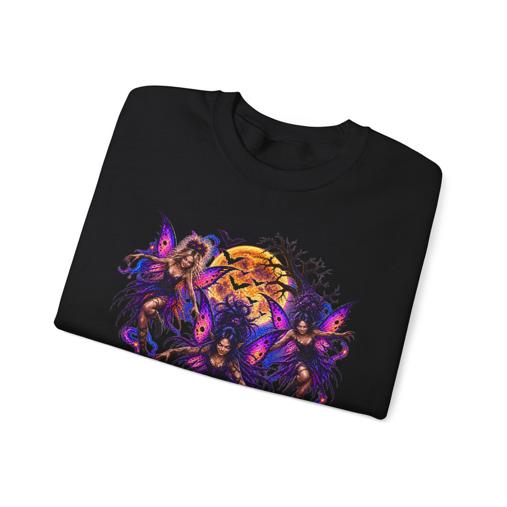 Fairy Moon Crewneck Sweatshirt — Gothic Purple Fairy Heart Graphic