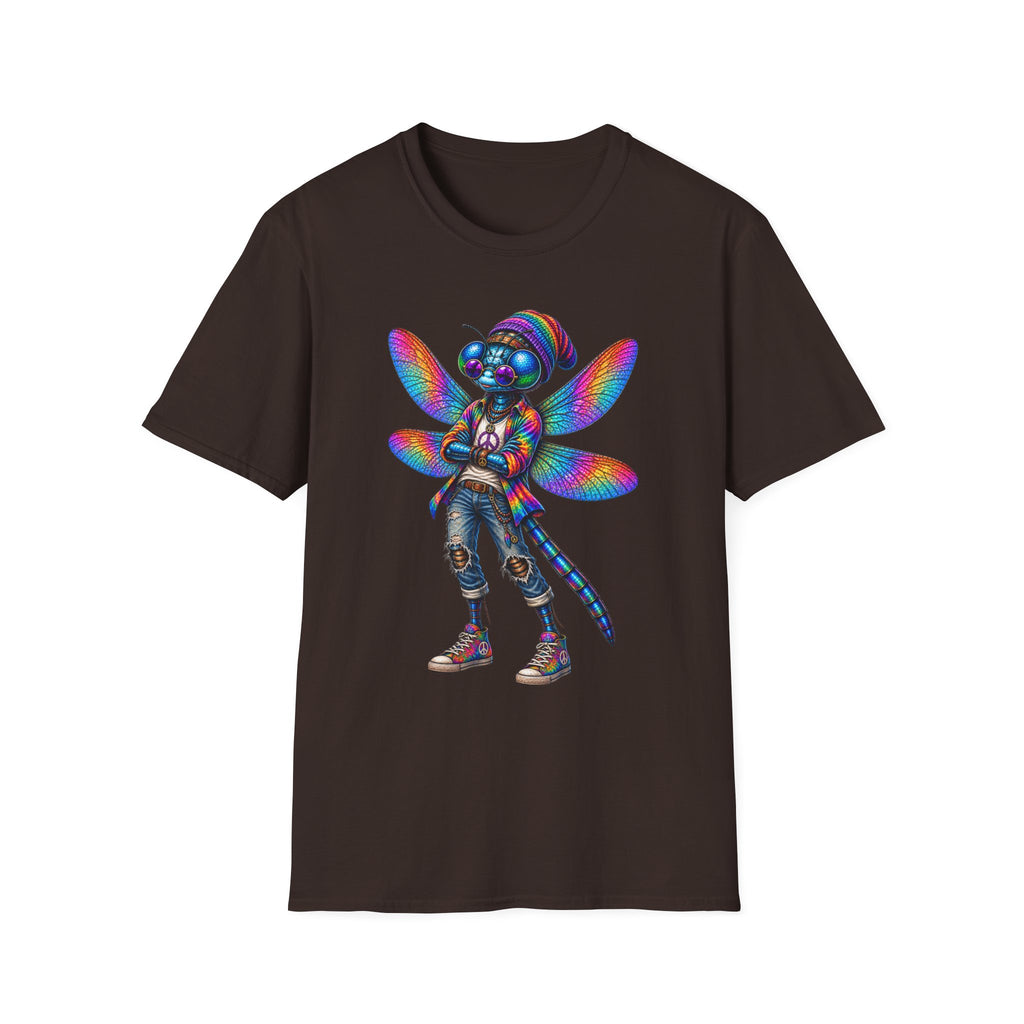Psychedelic Dragonfly Graphic T-Shirt — Colorful Rasta-Inspired Bug Art Tee
