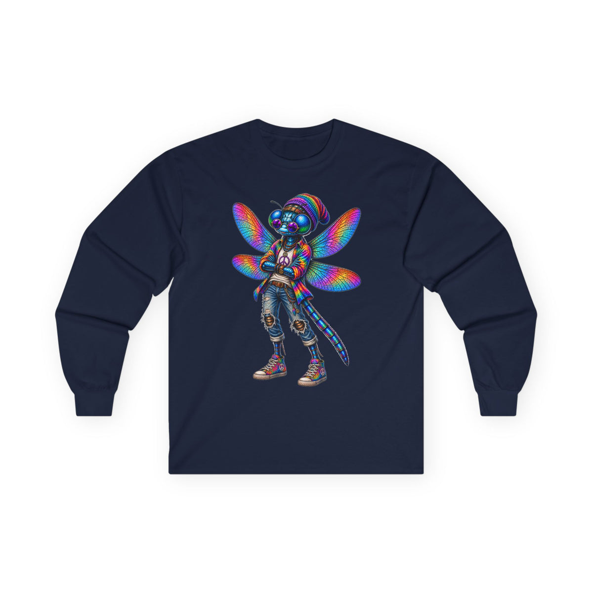Psychedelic Dragonfly Cyberpunk Long Sleeve Tee