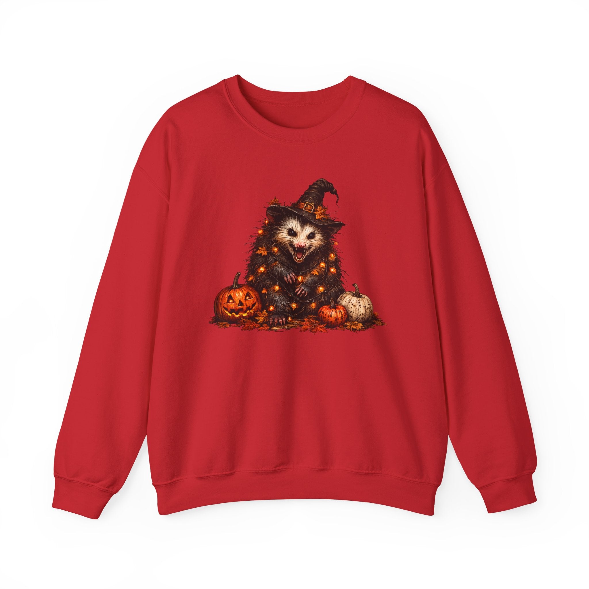 Halloween Possum Witch Sweatshirt — Pumpkin & Spooky Night Crewneck