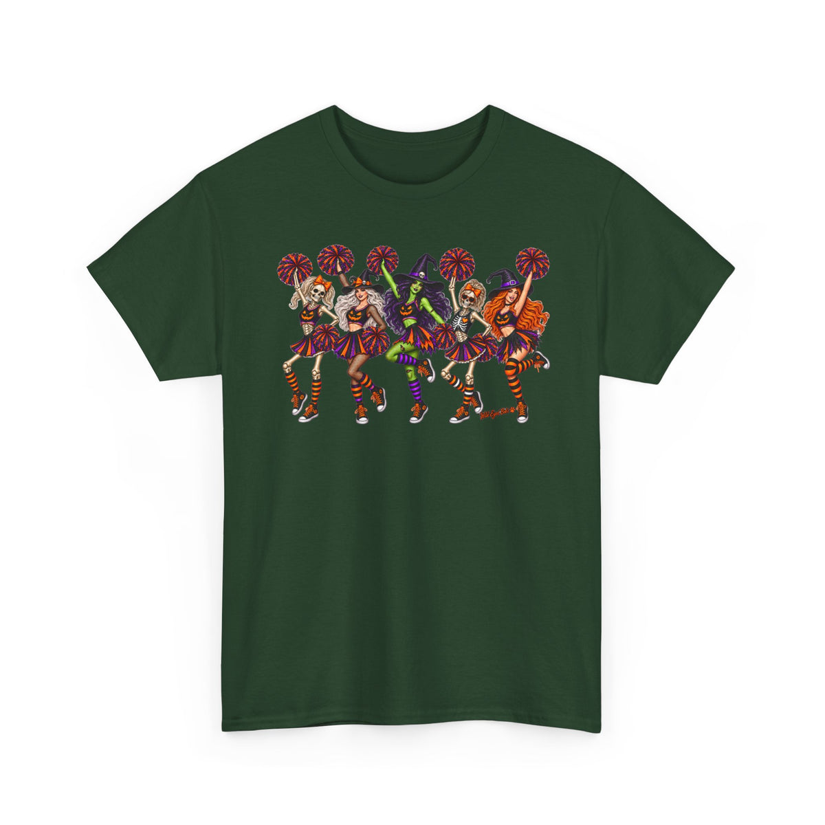 Halloween Cheerleaders Graphic Tee — Colorful Holloween cheer Squad Shirt