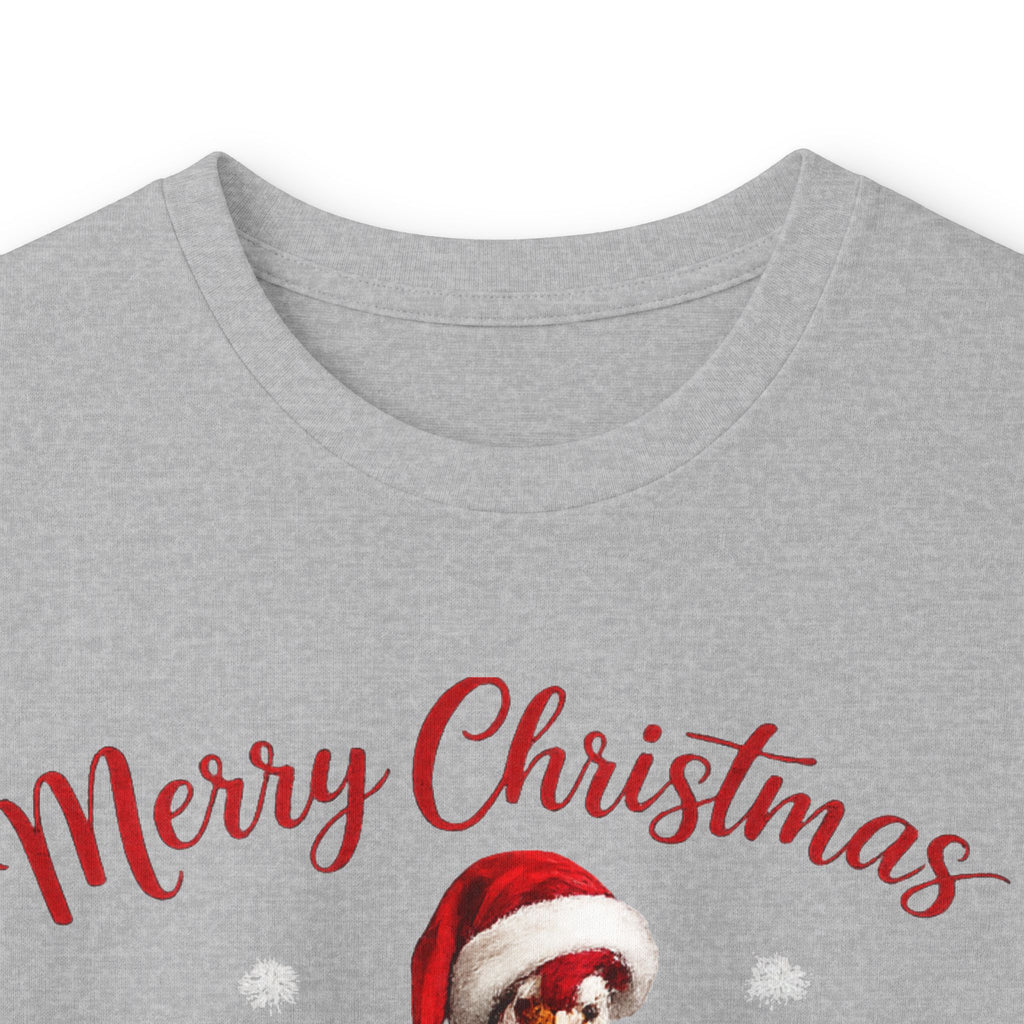 Christmas Rooster Long Sleeve Tee — “Merry Christmas” Holiday Duck with Scarf & Gifts