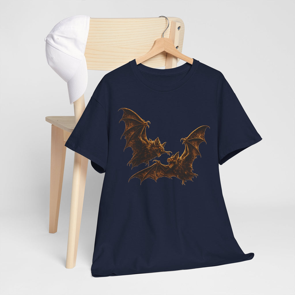 Bat duo Graphic Tee — Vintage Gothic Bat Illustration Shirt