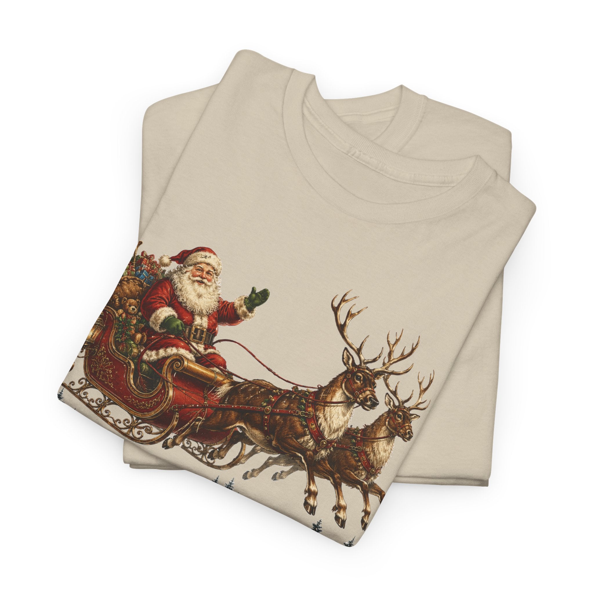 Santa Sleigh Christmas Tee — Vintage Holiday T-Shirt
