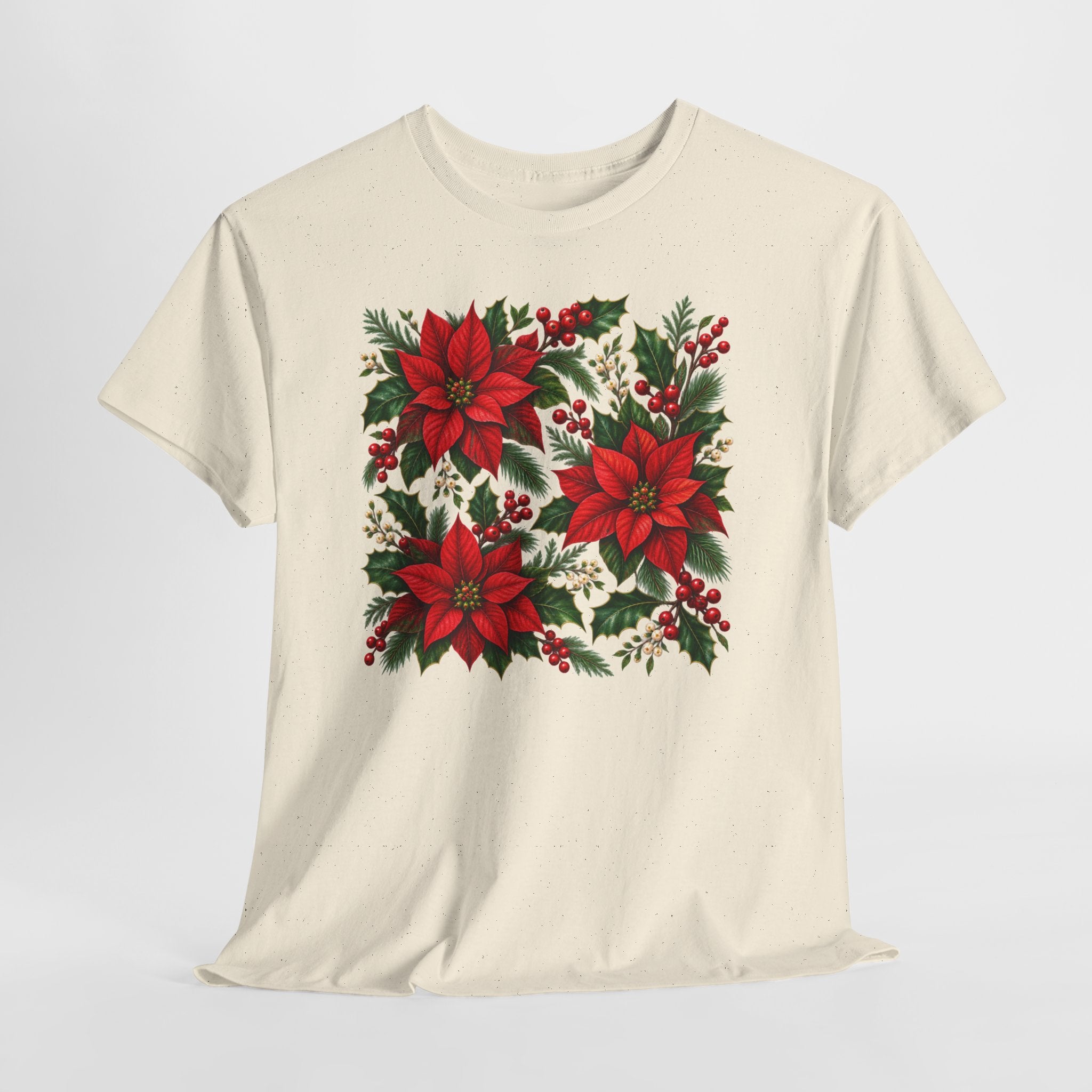 Poinsettia Square Floral Christmas Tee