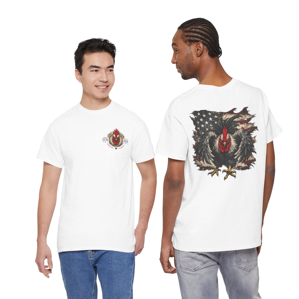 Patriotic Rooster Tee - American Flag Chicken Graphic T-Shirt