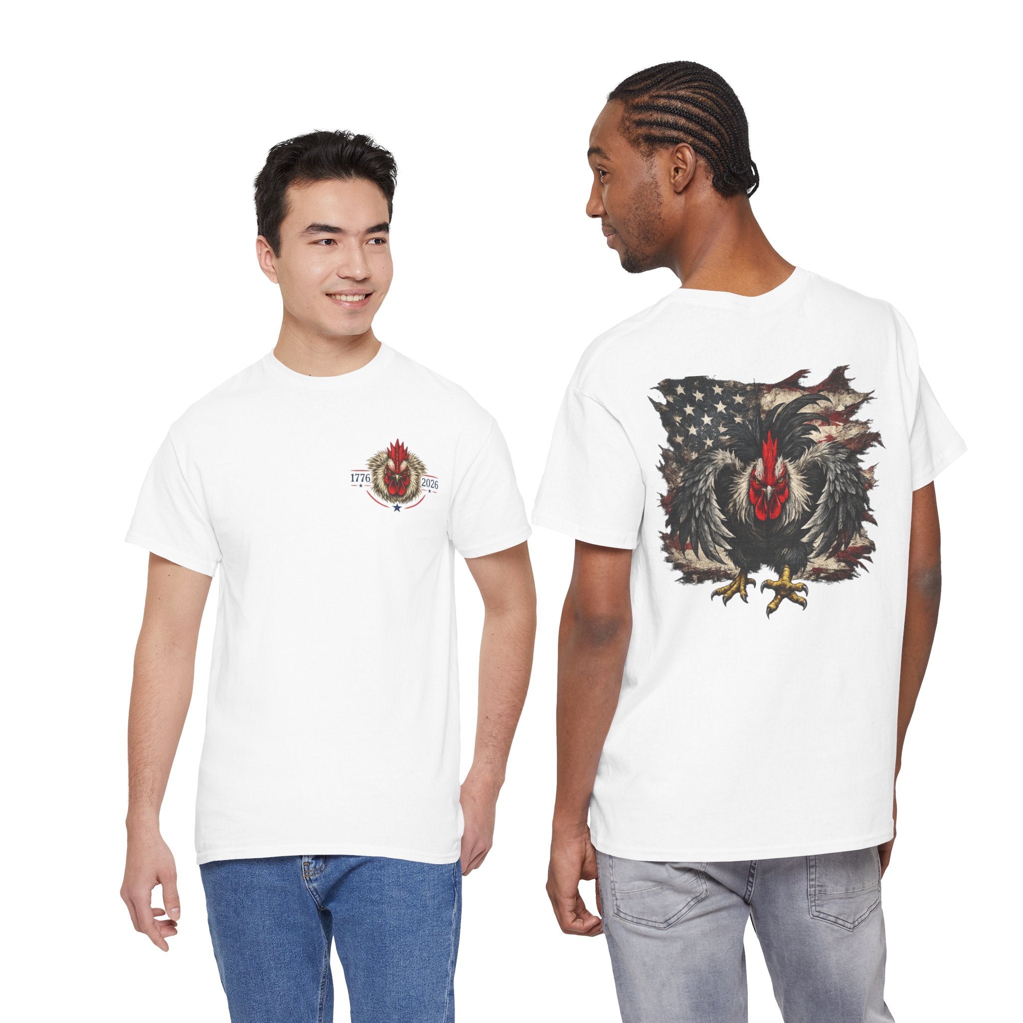 Patriotic Rooster Tee - American Flag Chicken Graphic T-Shirt