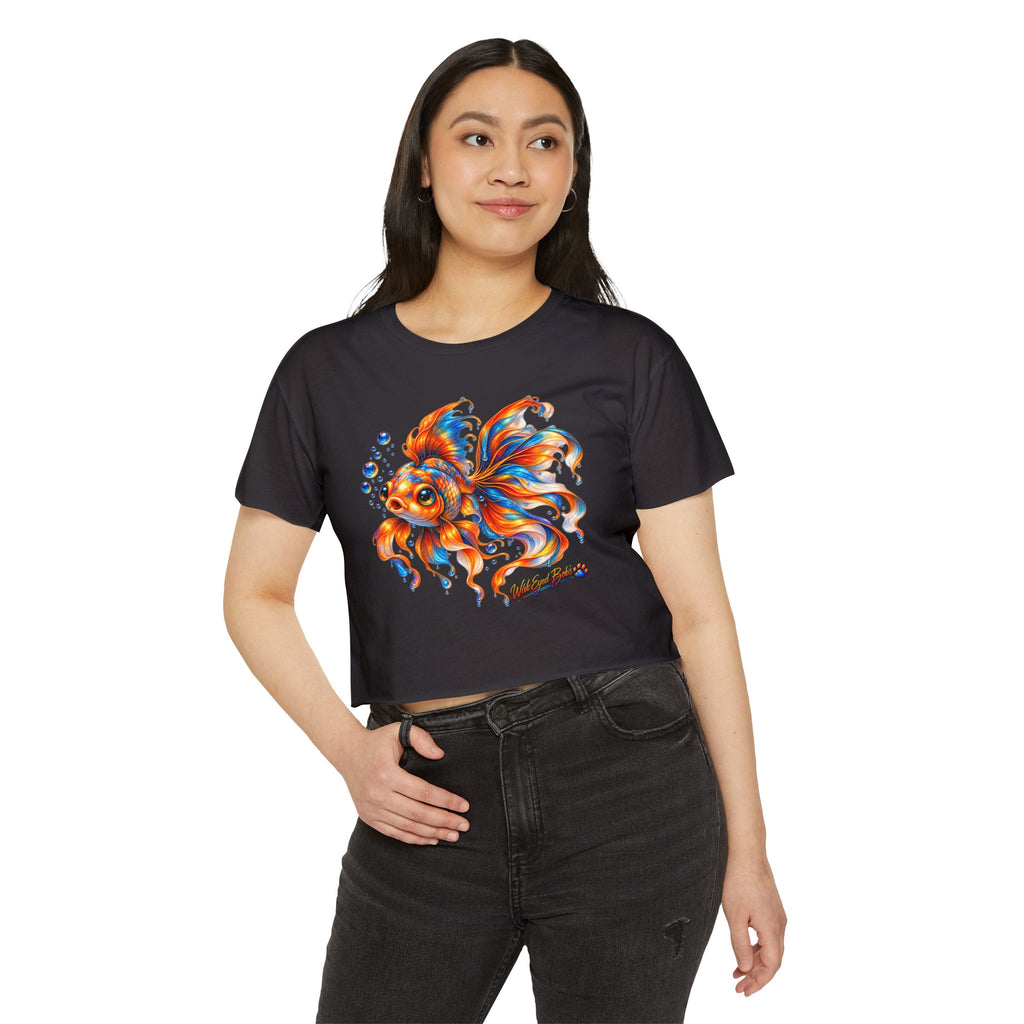Goldfish Festival Crop Top – Colorful Aquatic Art Women's Crop Tee