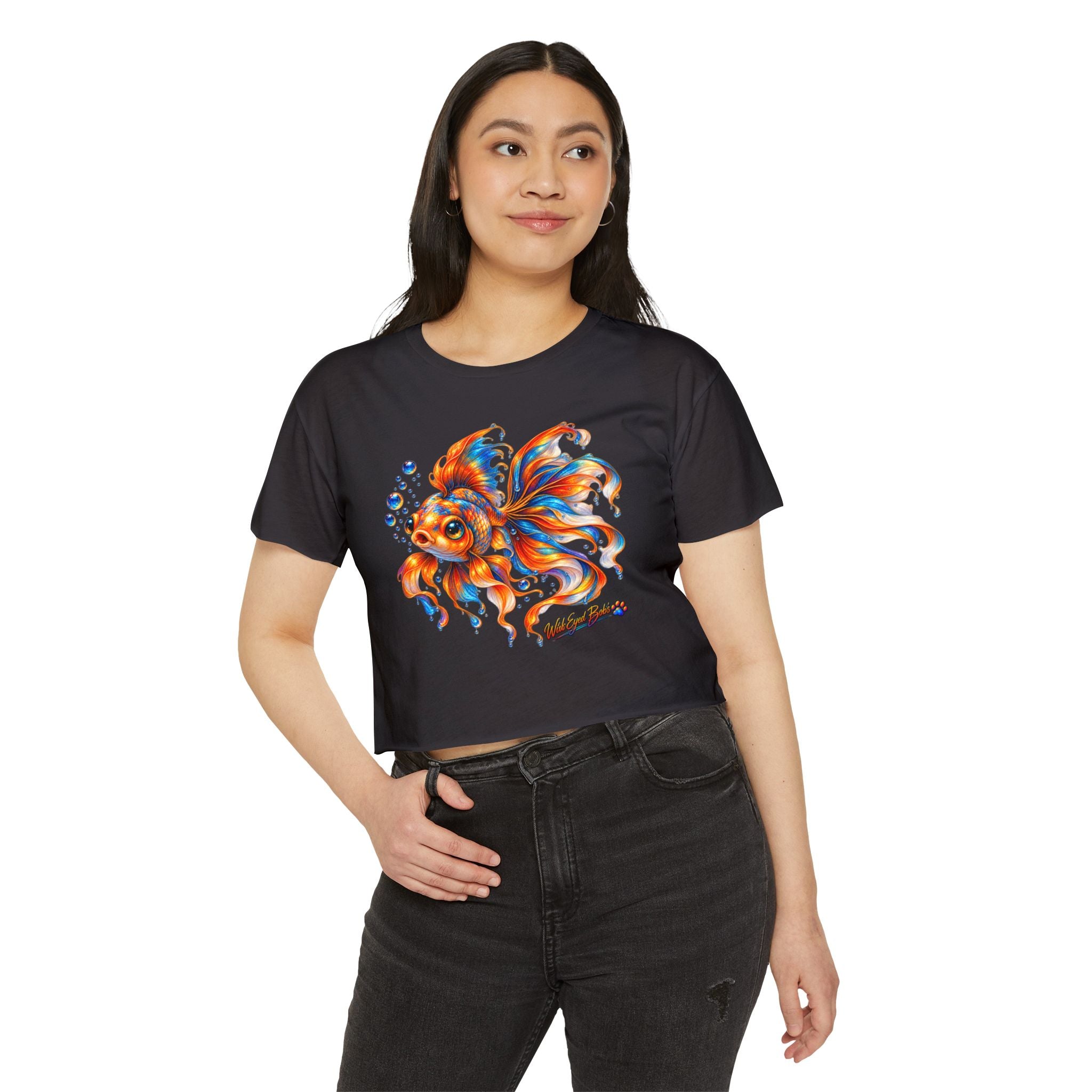 Goldfish Festival Crop Top – Colorful Aquatic Art Women's Crop Tee
