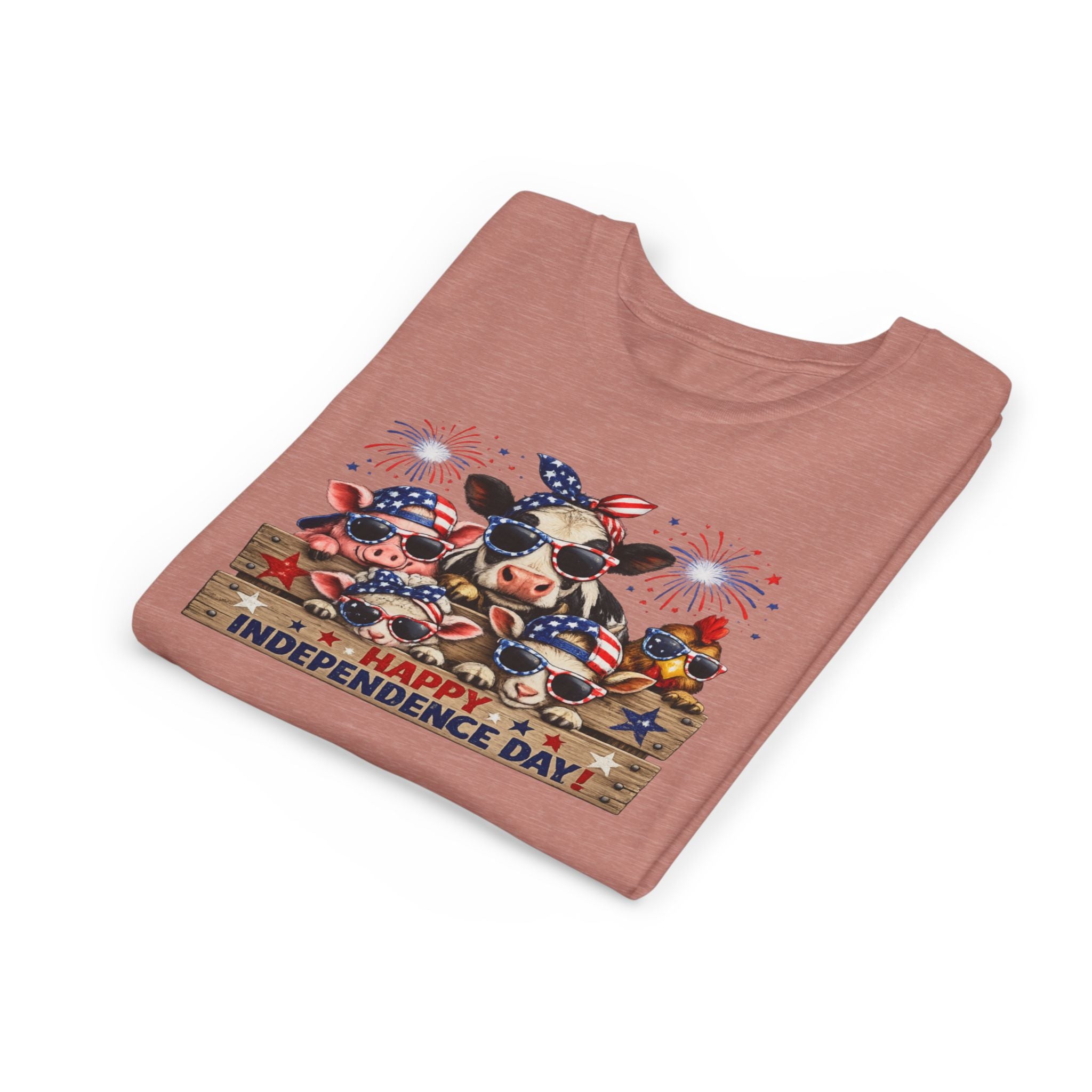 Youth Tee - Happy Independence Day Cow Patriotic Graphic