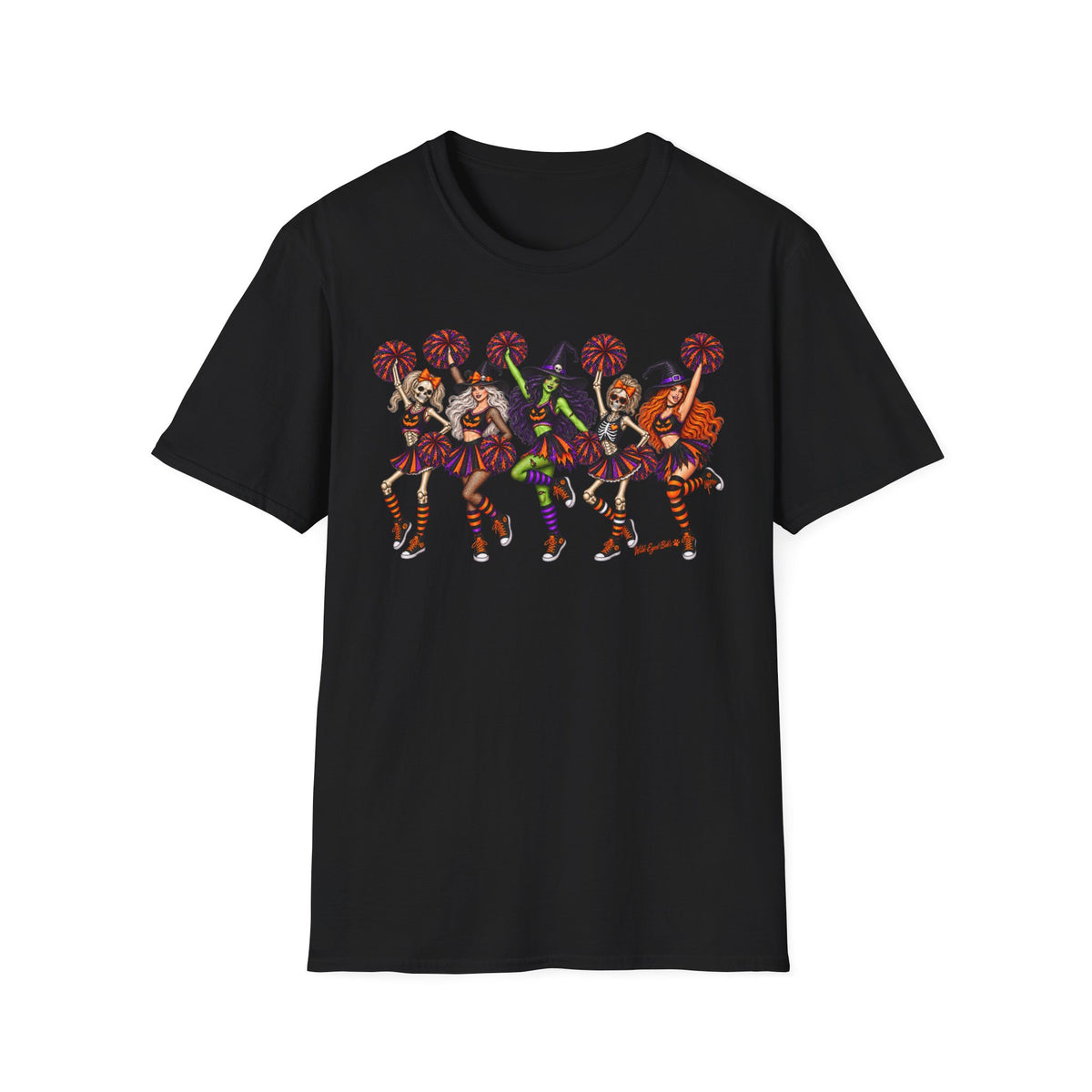 Halloween Cheerleader Witches T-Shirt — Dancing Witch Squad Pumpkin Spice Costume Tee