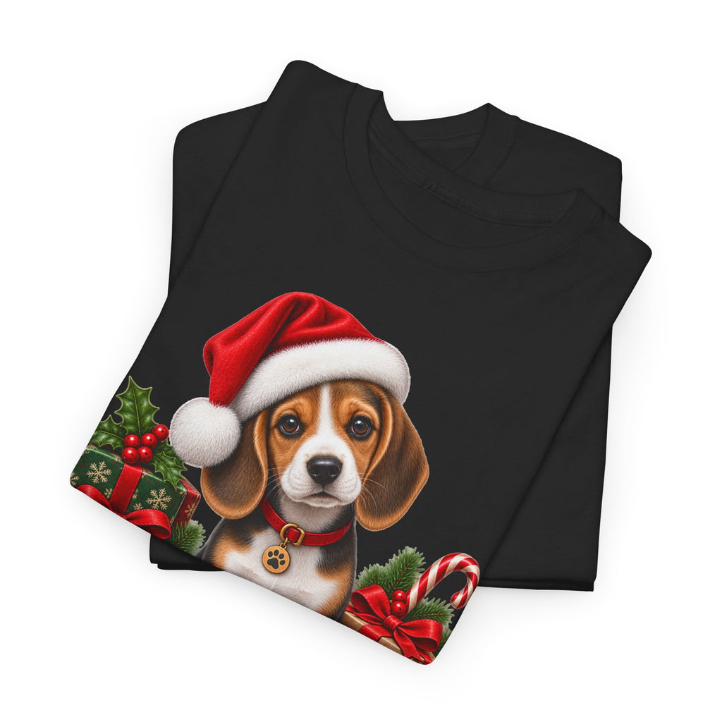 Christmas Beagle Puppy T-Shirt – Cute Santa Hat Holiday Tee