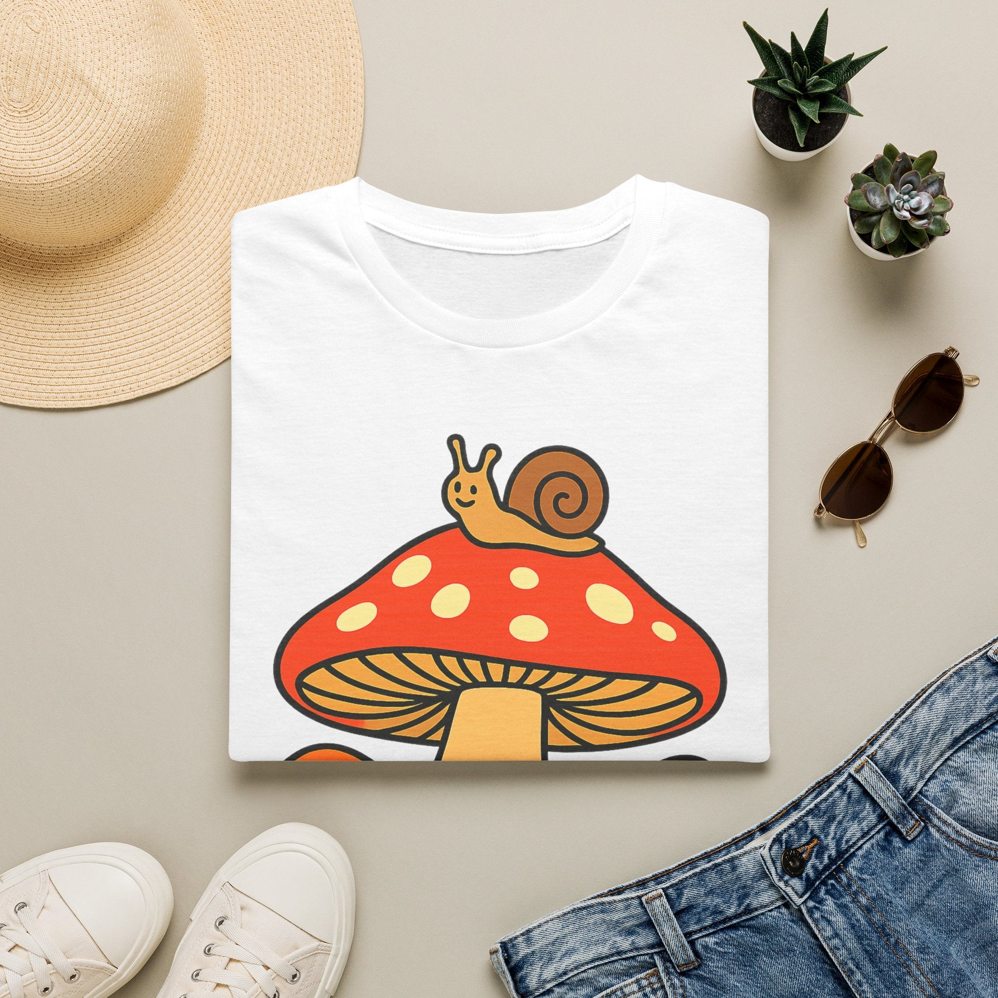 Mushroom Garden T-Shirt — Cute Snail & Frog Graphic Tee