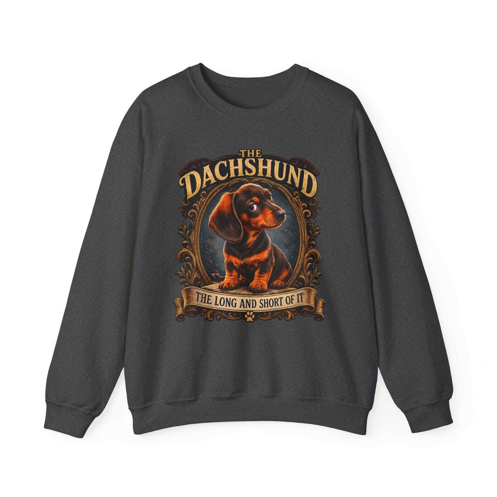 Dachshund Crewneck Sweatshirt - "The Dachshund: The Long and Short of It" Vintage Dog Portrait