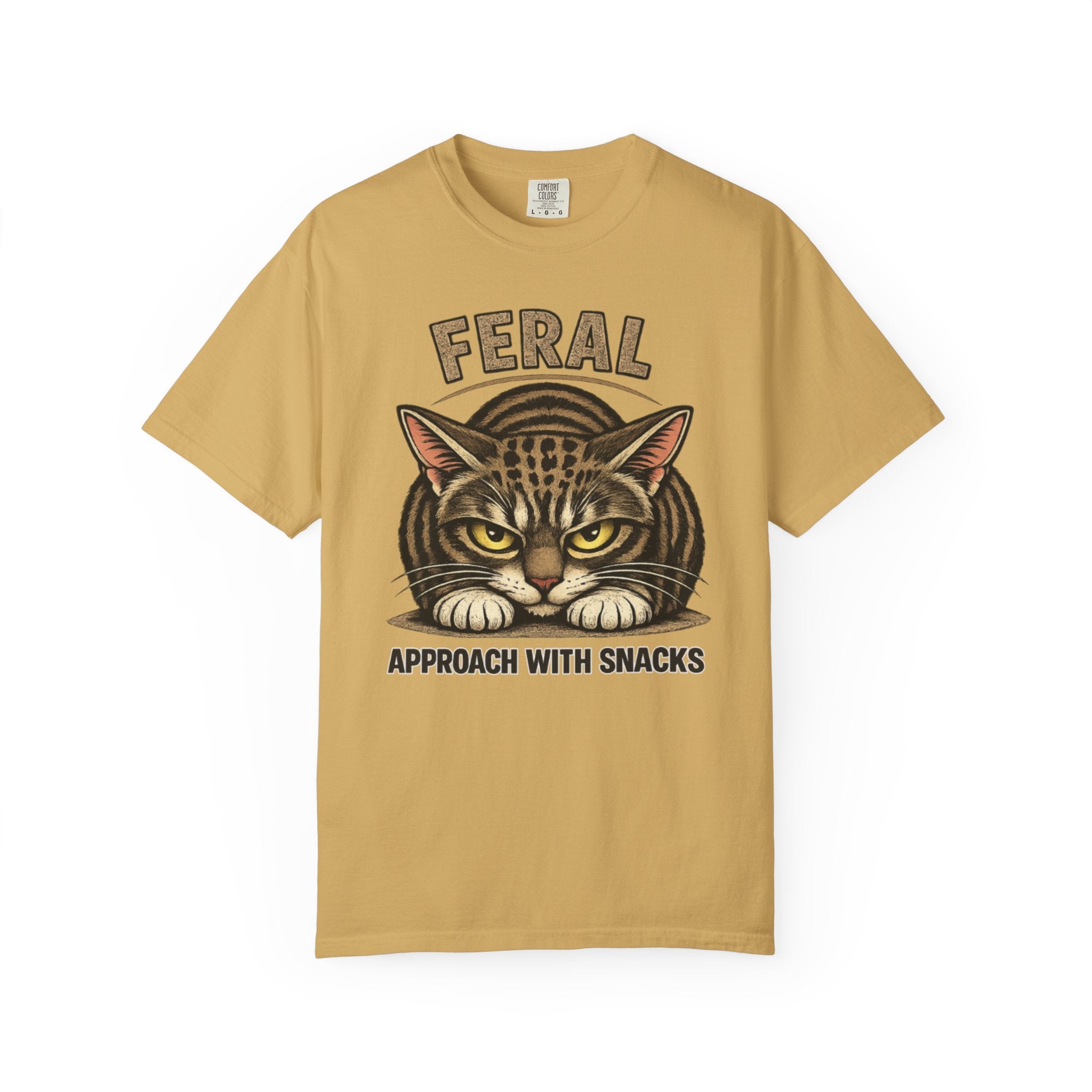 T-Shirt — "Feral: Approach With Snacks" Cat Graphic Tee