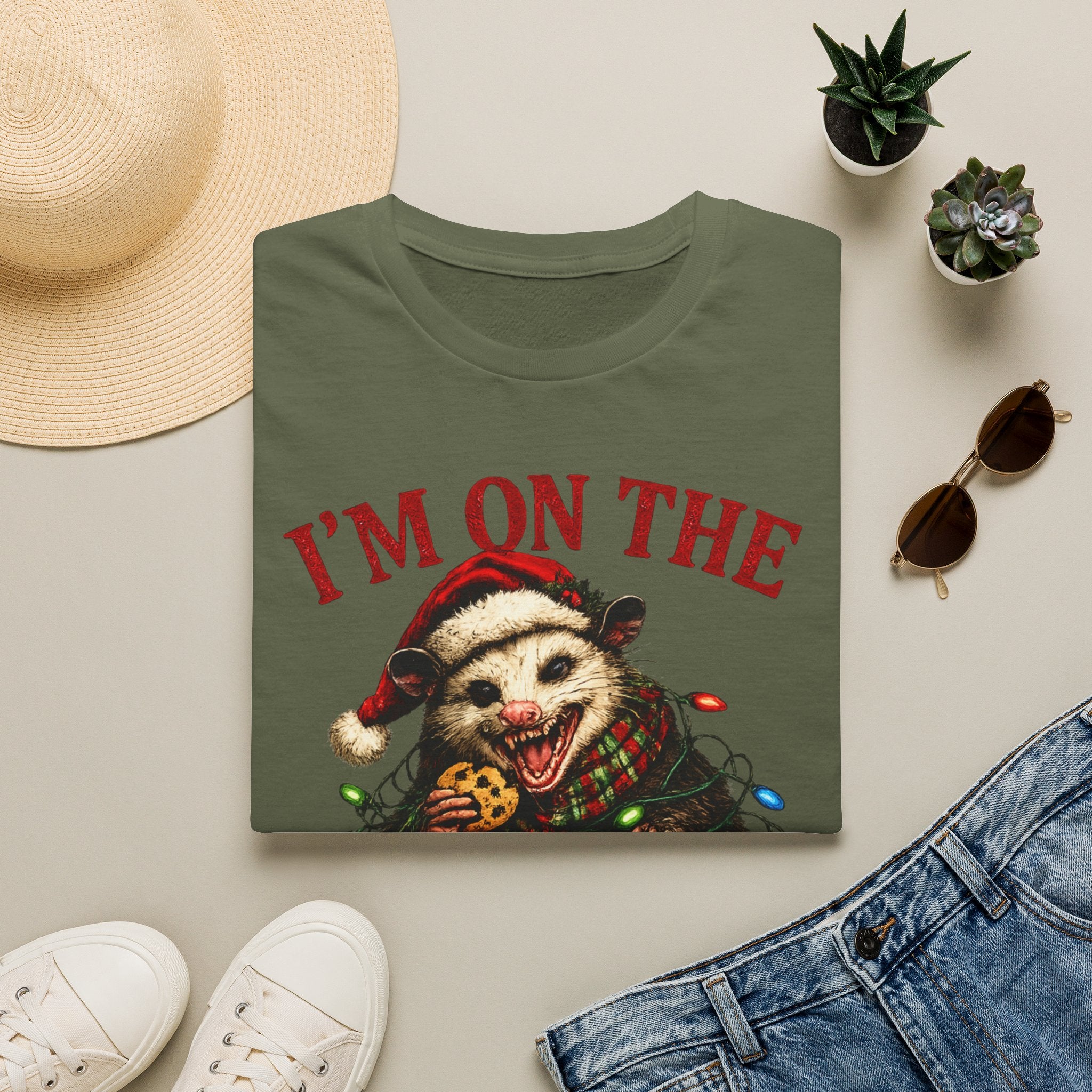I'm On The Naughty List Possum T-Shirt — Funny Holiday Christmas Tee
