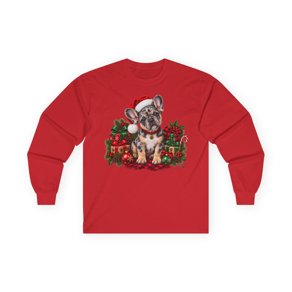 Christmas French Bulldog Long Sleeve Tee — Santa Puppy Holiday Shirt