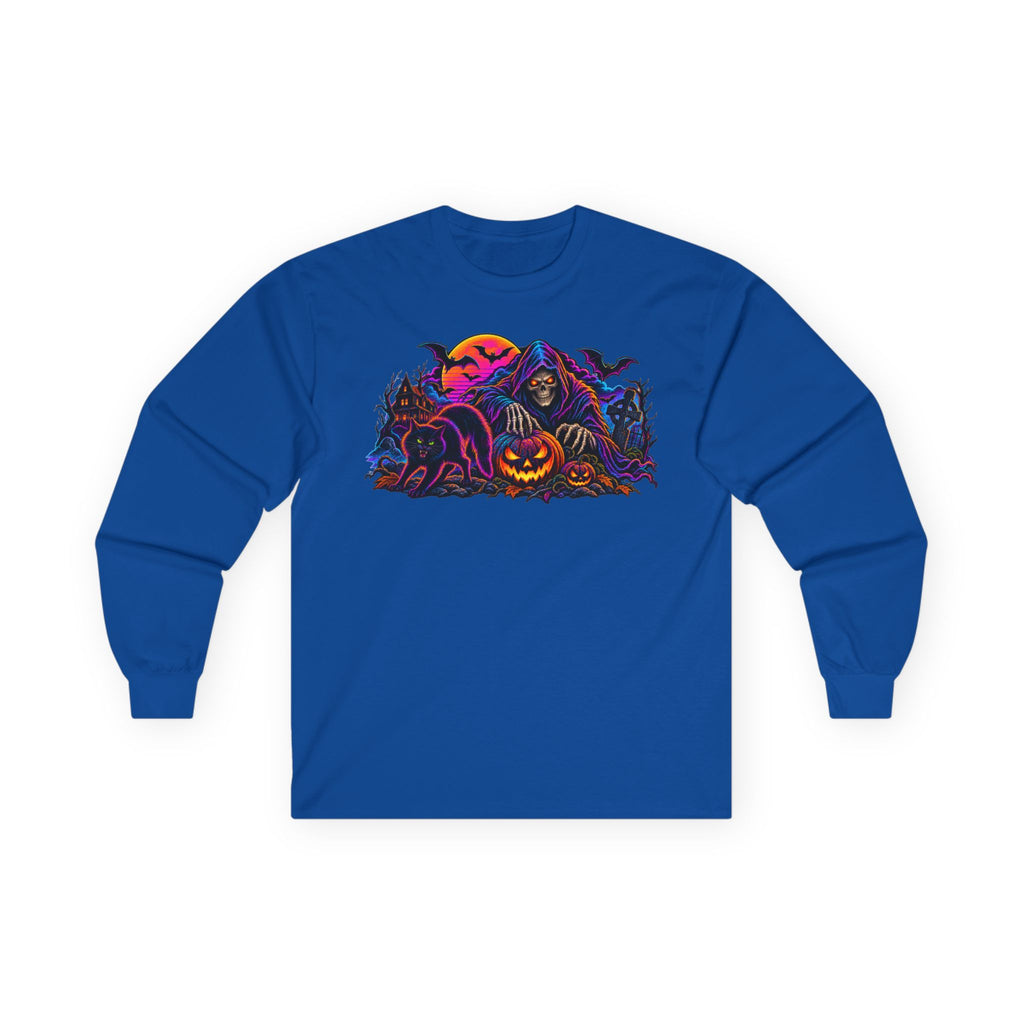 Halloween Grim Reaper Pumpkin retro Long Sleeve Tee