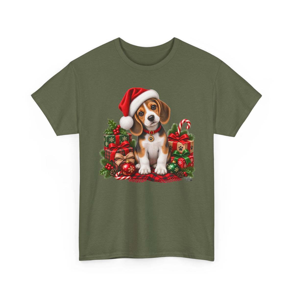 Christmas Beagle Puppy T-Shirt – Cute Santa Hat Holiday Tee