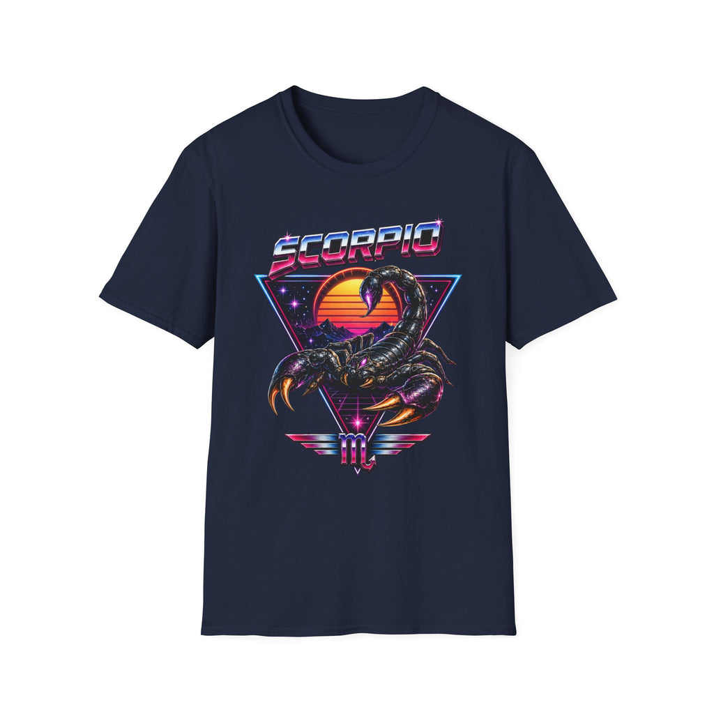 Scorpio Retro Sunset T‑Shirt — 80s Neon Scorpion Zodiac Tee