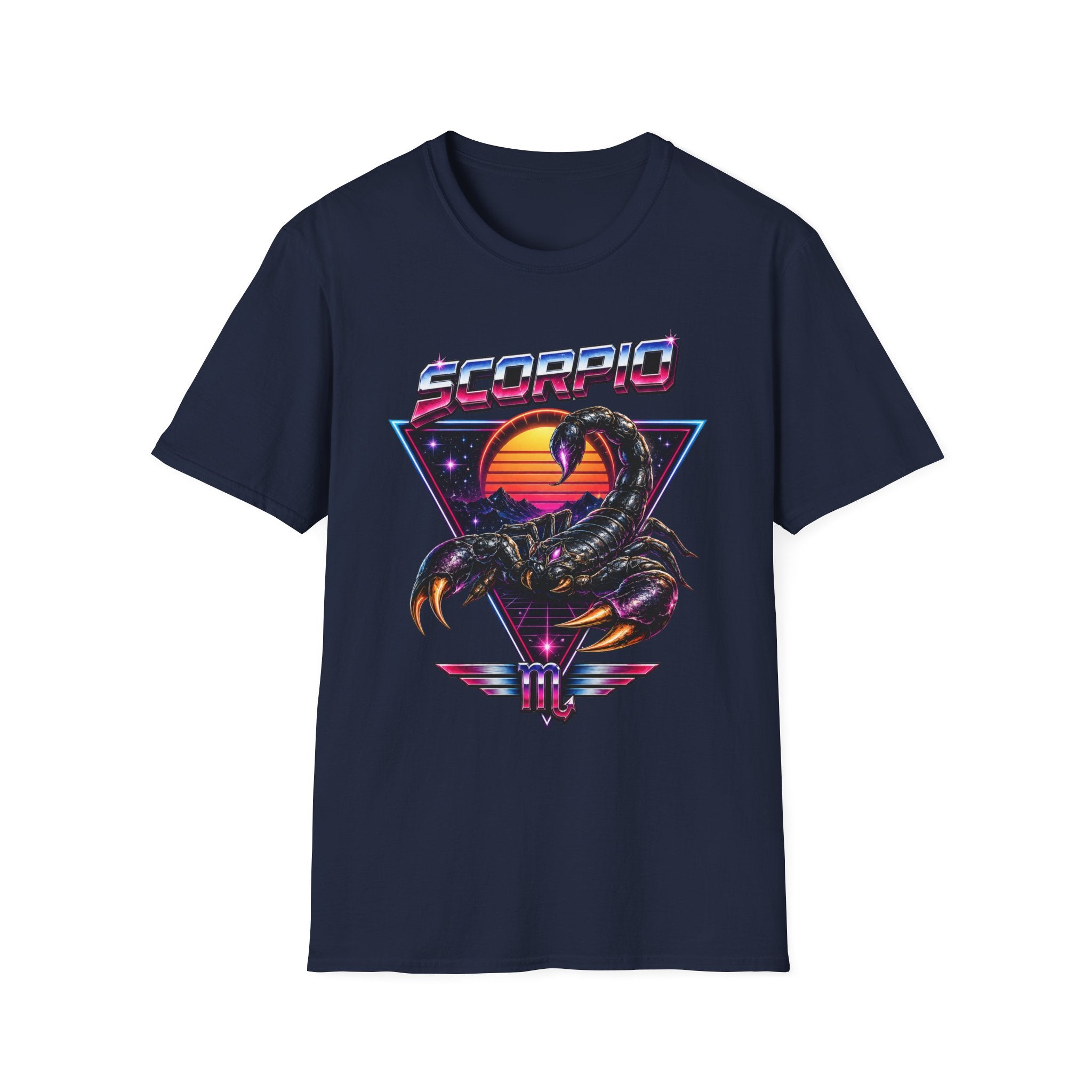 Scorpio Retro Sunset T‑Shirt — 80s Neon Scorpion Zodiac Tee