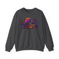 Halloween Crewneck Sweatshirt — Neon Haunted Pumpkin & Grim Reaper Design