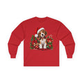 Christmas Puppy Long Sleeve Tee — Cute Beagle in Santa Hat Holiday Shirt