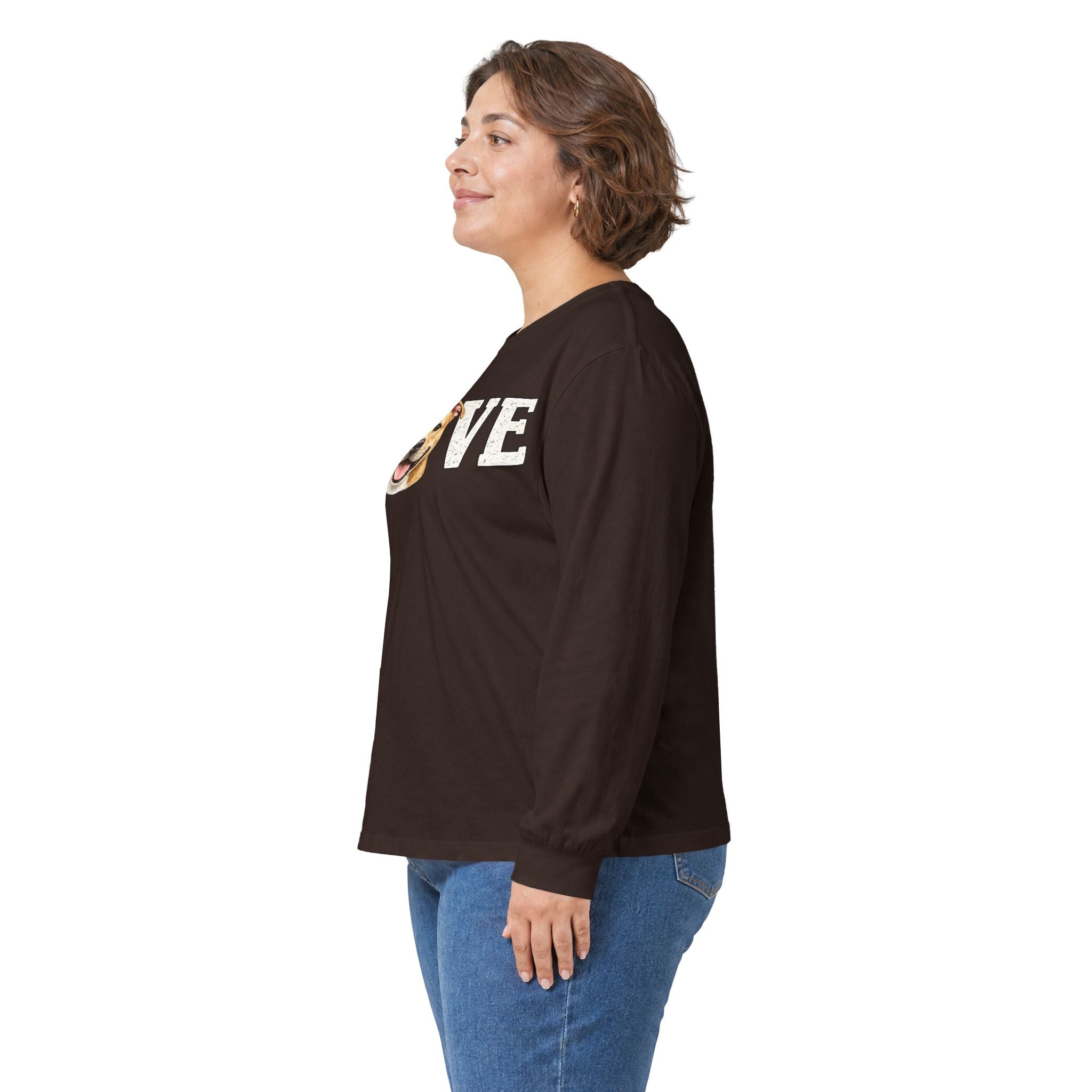 Love Dog Long Sleeve Tee — Cute Pet Portrait "LOVE" Shirt