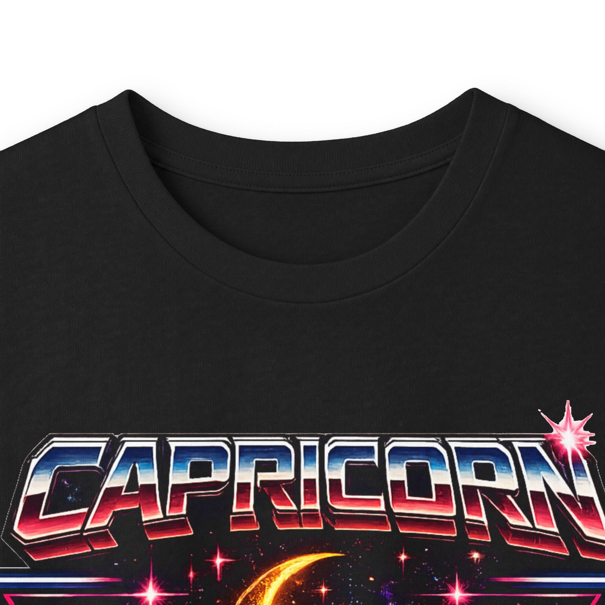 Capricorn Retro Zodiac Long Sleeve Tee-Vintage 80s Celestial Sea-Goat Design