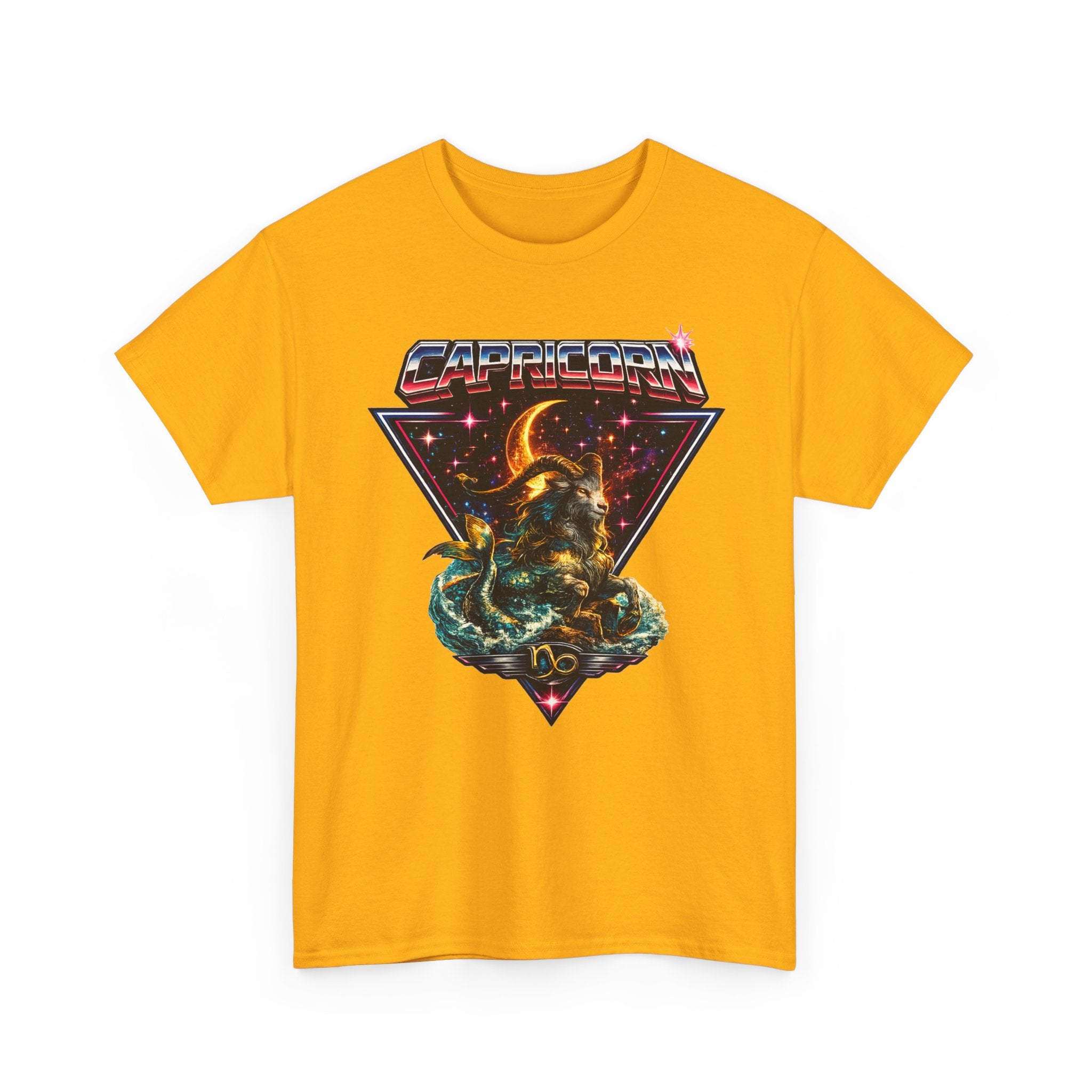 Capricorn Retro  Zodiac T‑Shirt — vintage 80s Style Celestial Sea Goat Design