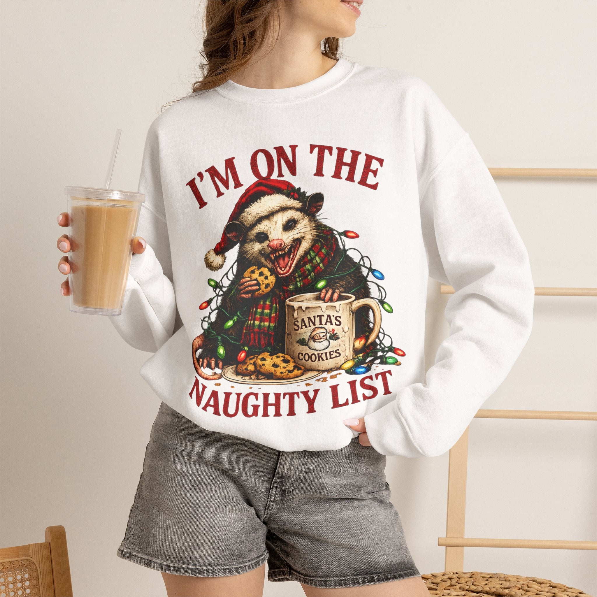 Sweatshirt - "I'm On The Naughty List" possum Christmas Crewneck