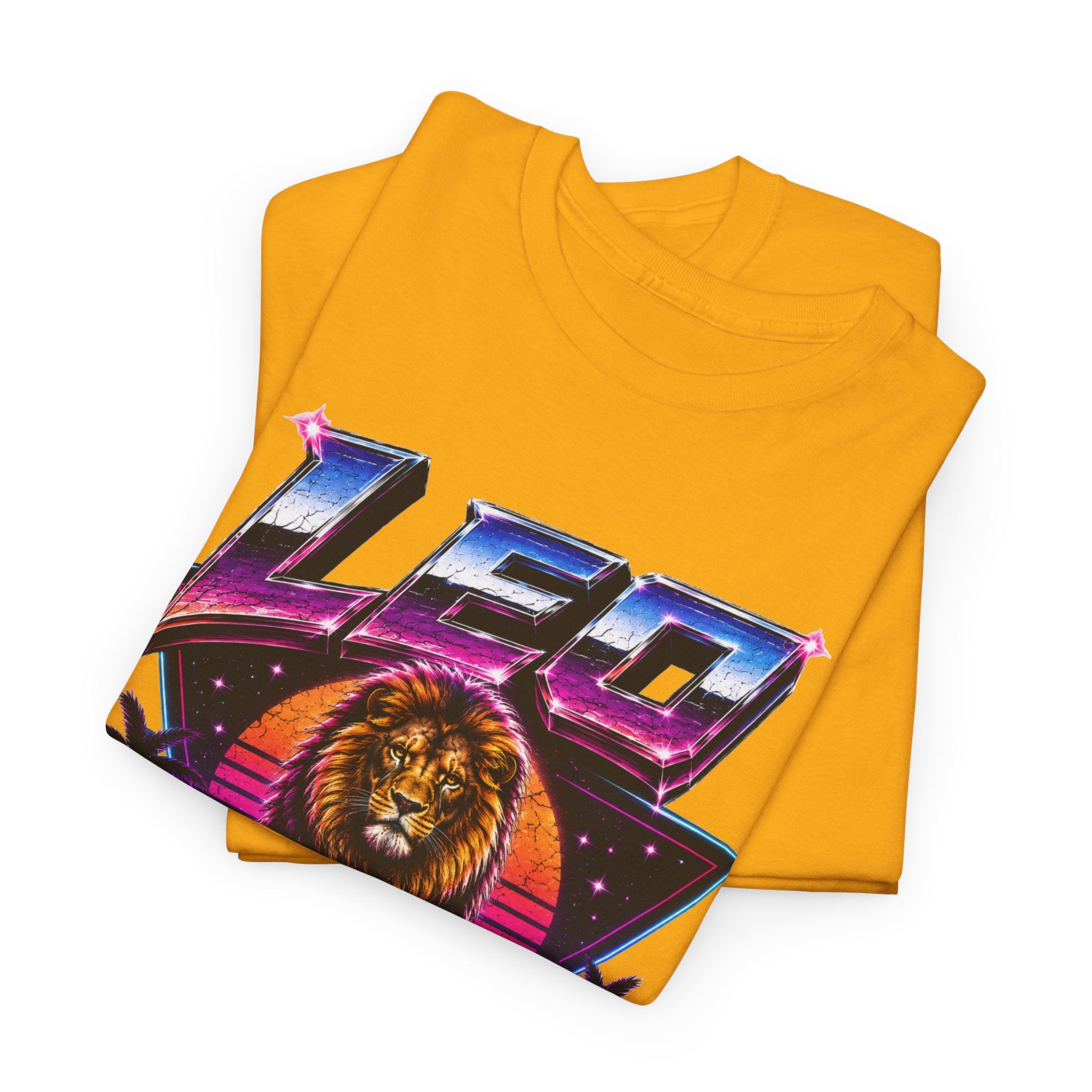 Leo Zodiac T‑Shirt — Retro Neon Lion Astrology Tee