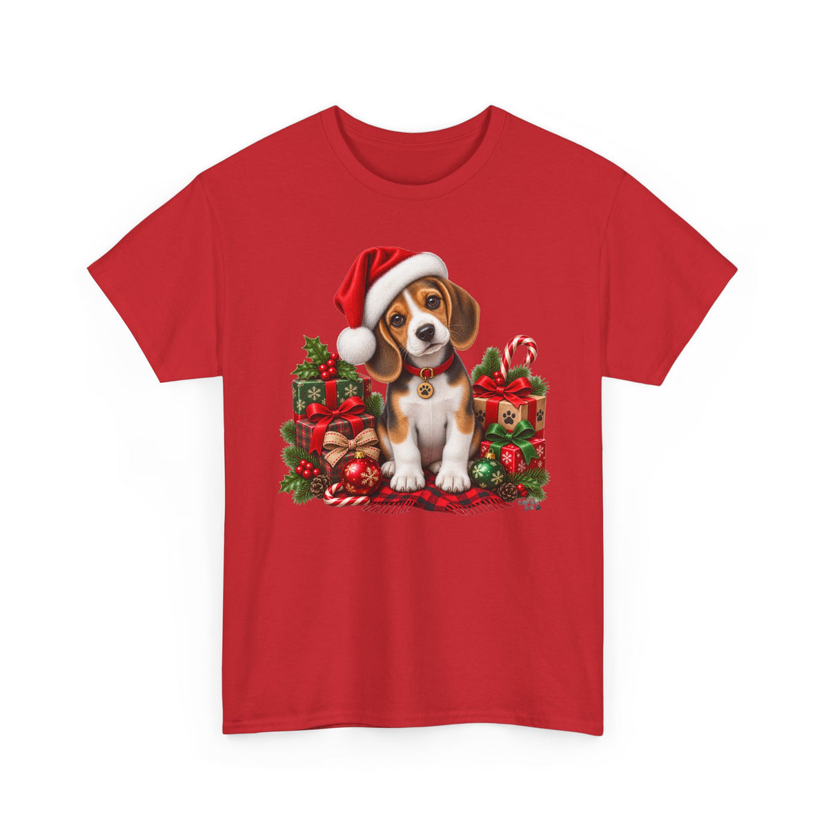 Christmas Beagle Puppy T-Shirt – Cute Santa Hat Holiday Tee
