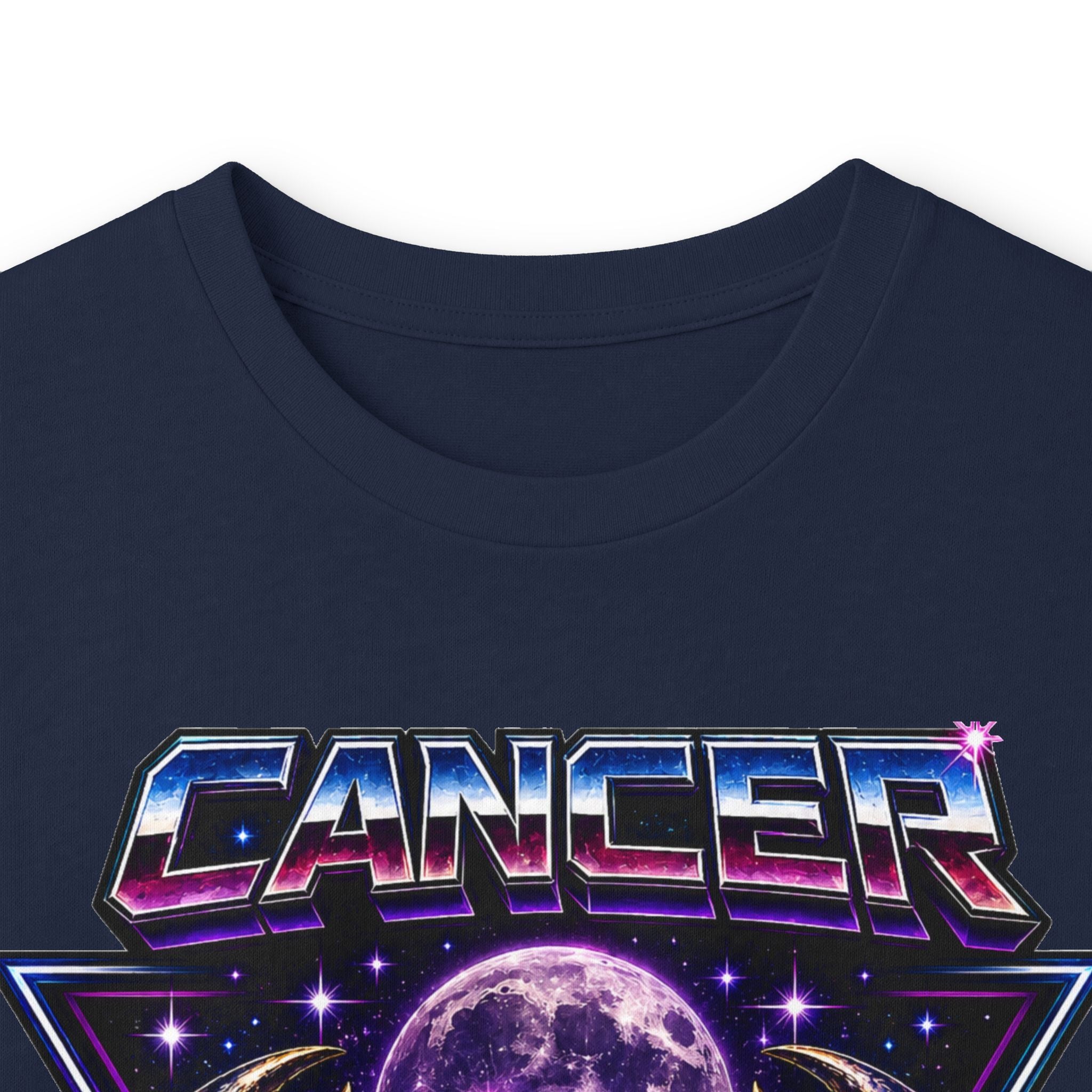 Cosmic Cancer Zodiac Crab Long Sleeve Tee — Retro Space Graphic "Cancer" Zodiac Shirt