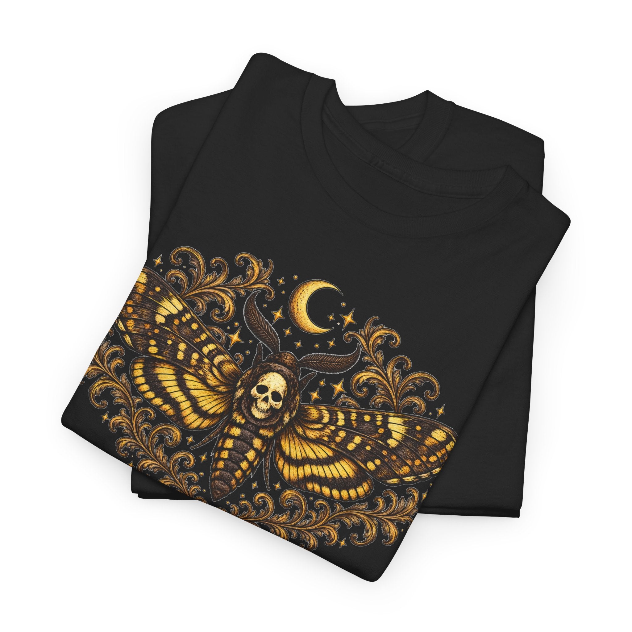 Mystic Moth Tee — Golden Moon, Death Moth Graphic T-Shirt