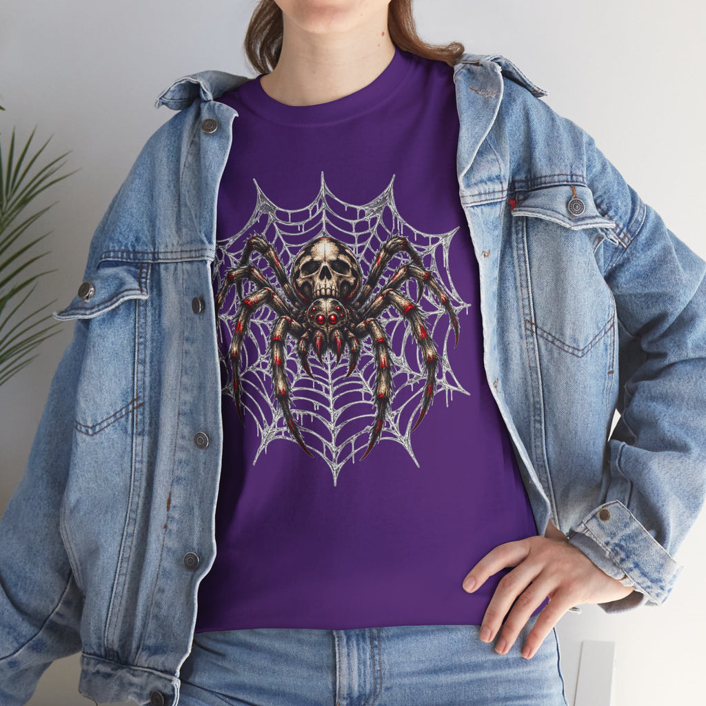 Spider Skull Web T‑Shirt — Gothic Halloween Graphic Tee
