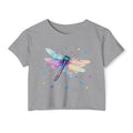 Dragonfly Watercolor Crop Top — Women's Festival Boho Tee
