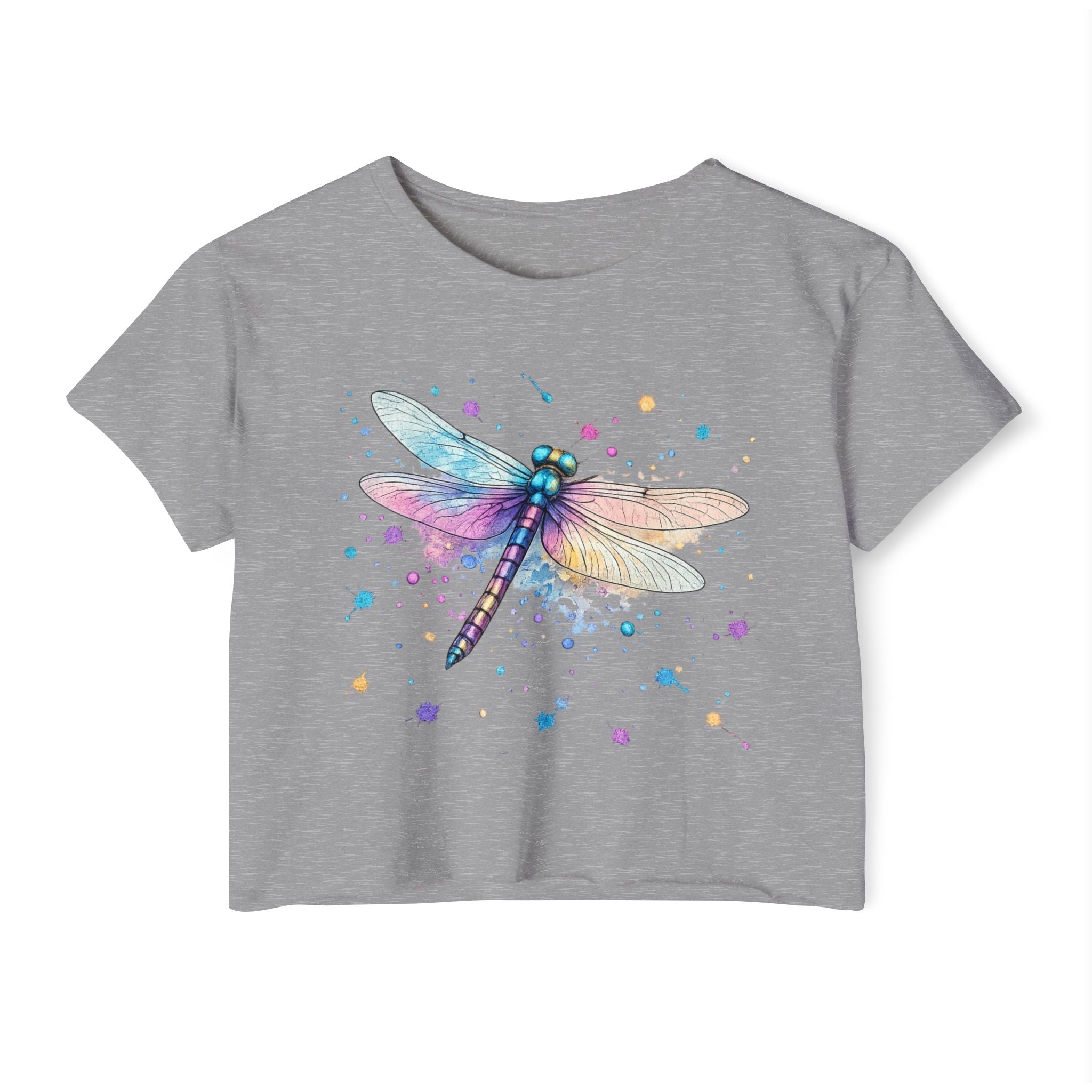 Dragonfly Watercolor Crop Top — Women's Festival Boho Tee