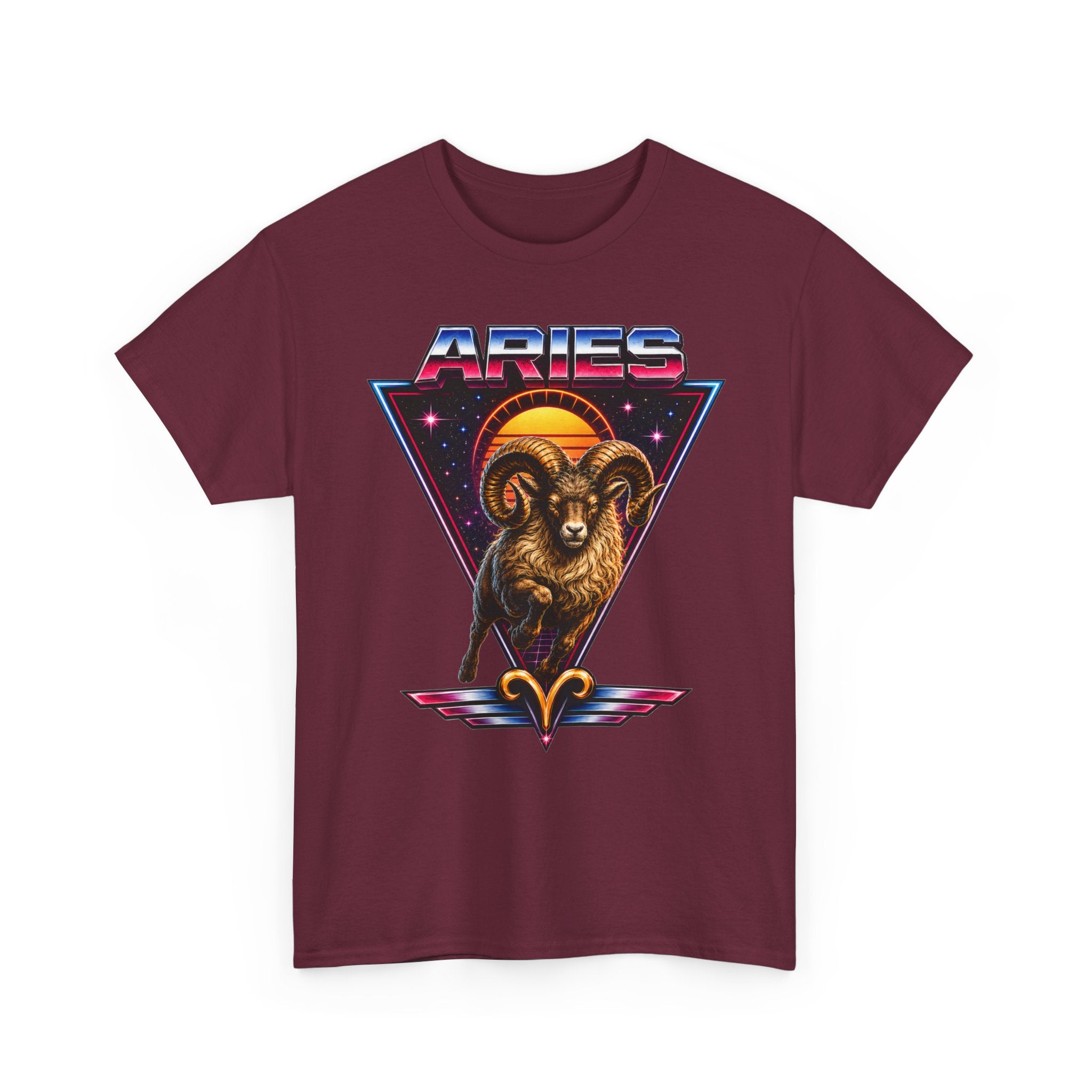 Aries Zodiac Tee — Retro 80s style Ram Astrology T-Shirt