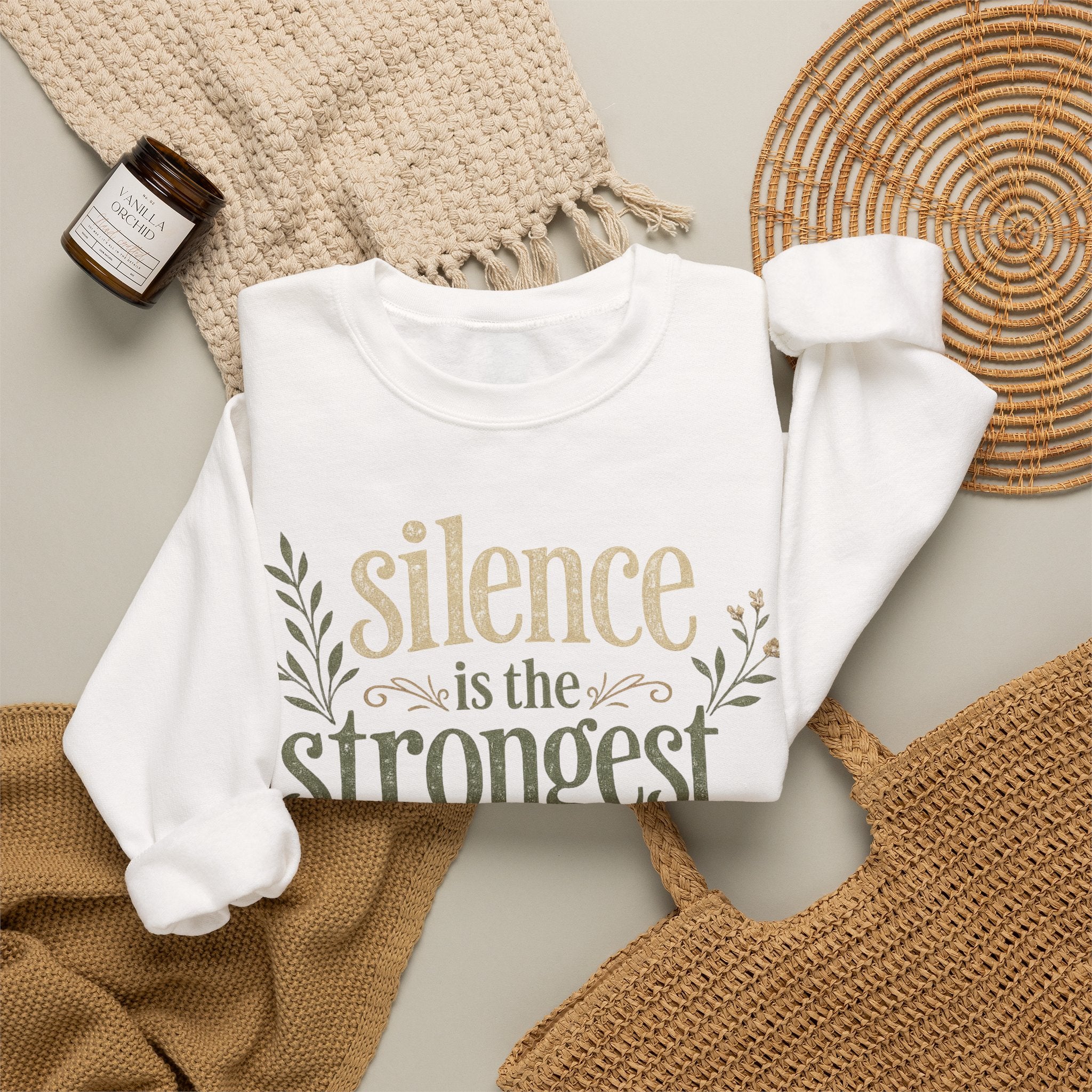 – "Silence Is the Strongest Response" crewneck sweatshirt- Inspirational Quote Pullover