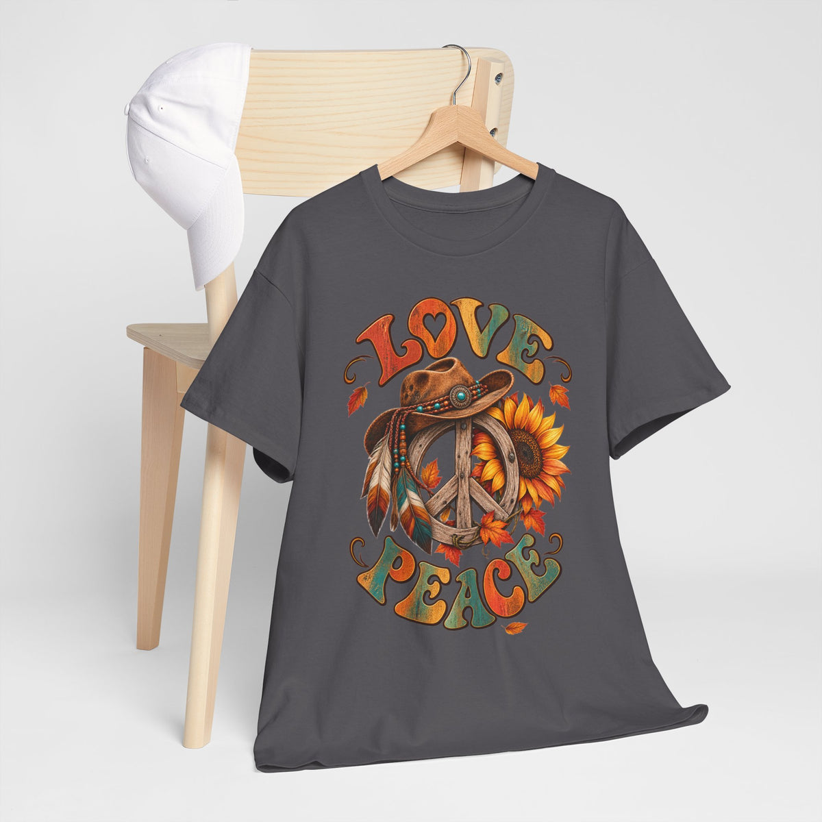 Love & Peace Retro Sunflower Boho Graphic Tee