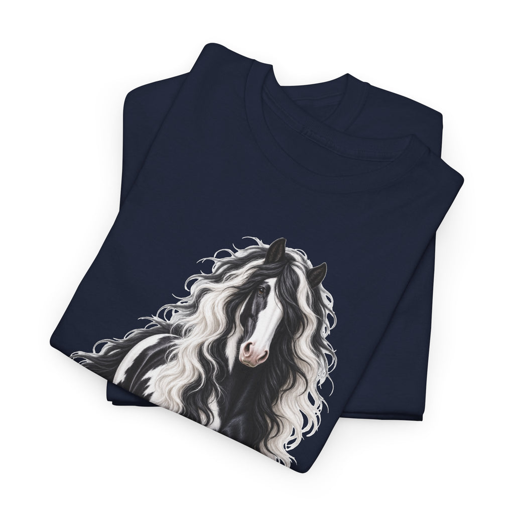Gypsy Vanner Horse T-Shirt — Artistic Black & White Draft Horse Tee