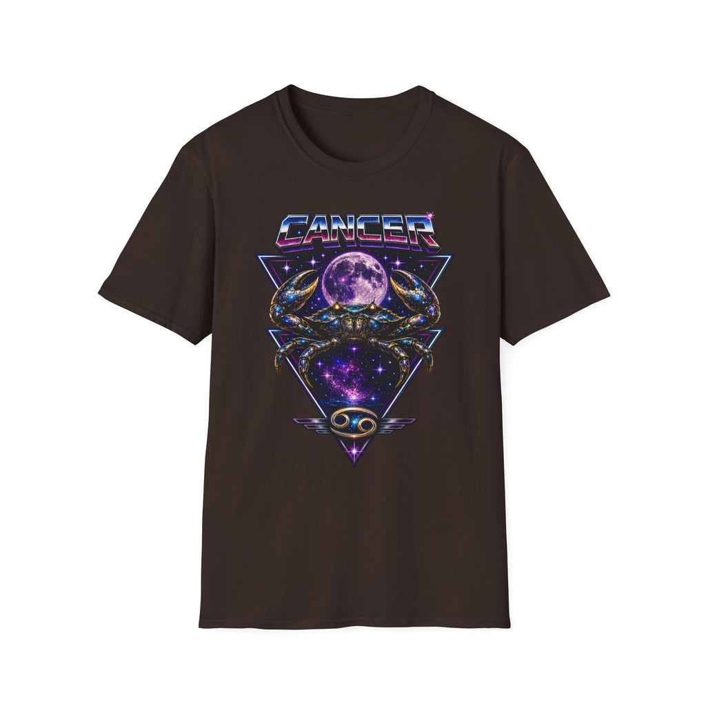 Cancer Zodiac T‑Shirt — Retro Cosmic Crab Design (Astrology Moon Graphic)
