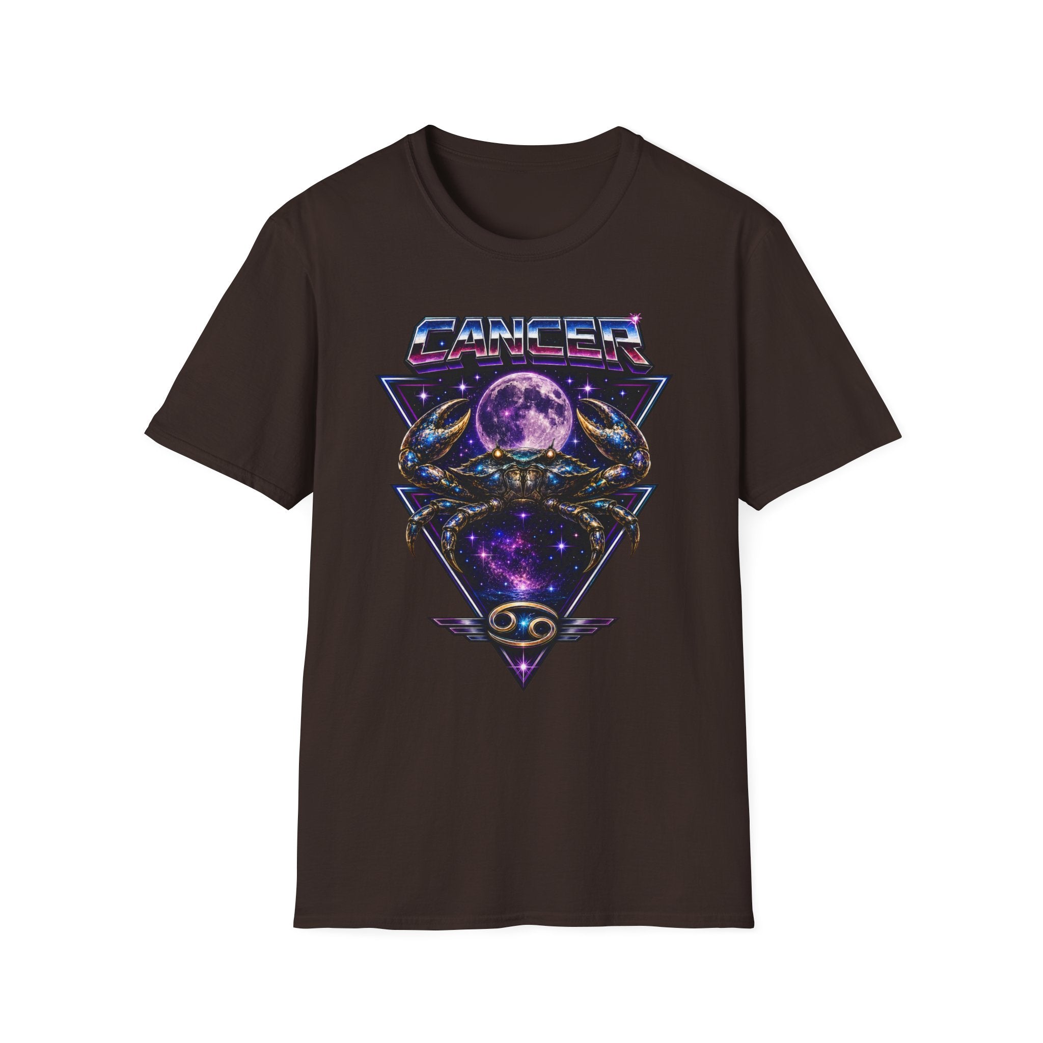 Cancer Zodiac T‑Shirt — Retro Cosmic Crab Design (Astrology Moon Graphic)