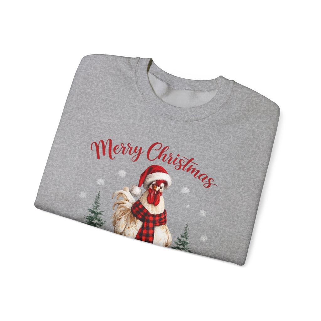 Christmas Rooster Sweatshirt - 'Merry Christmas' Festive Holiday Crewneck