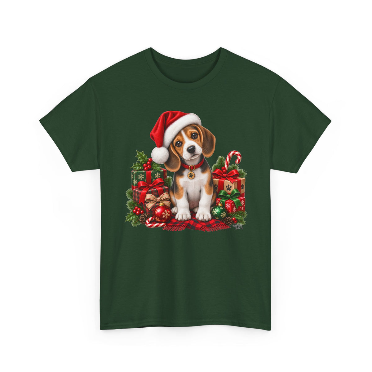 Christmas Beagle Puppy T-Shirt – Cute Santa Hat Holiday Tee