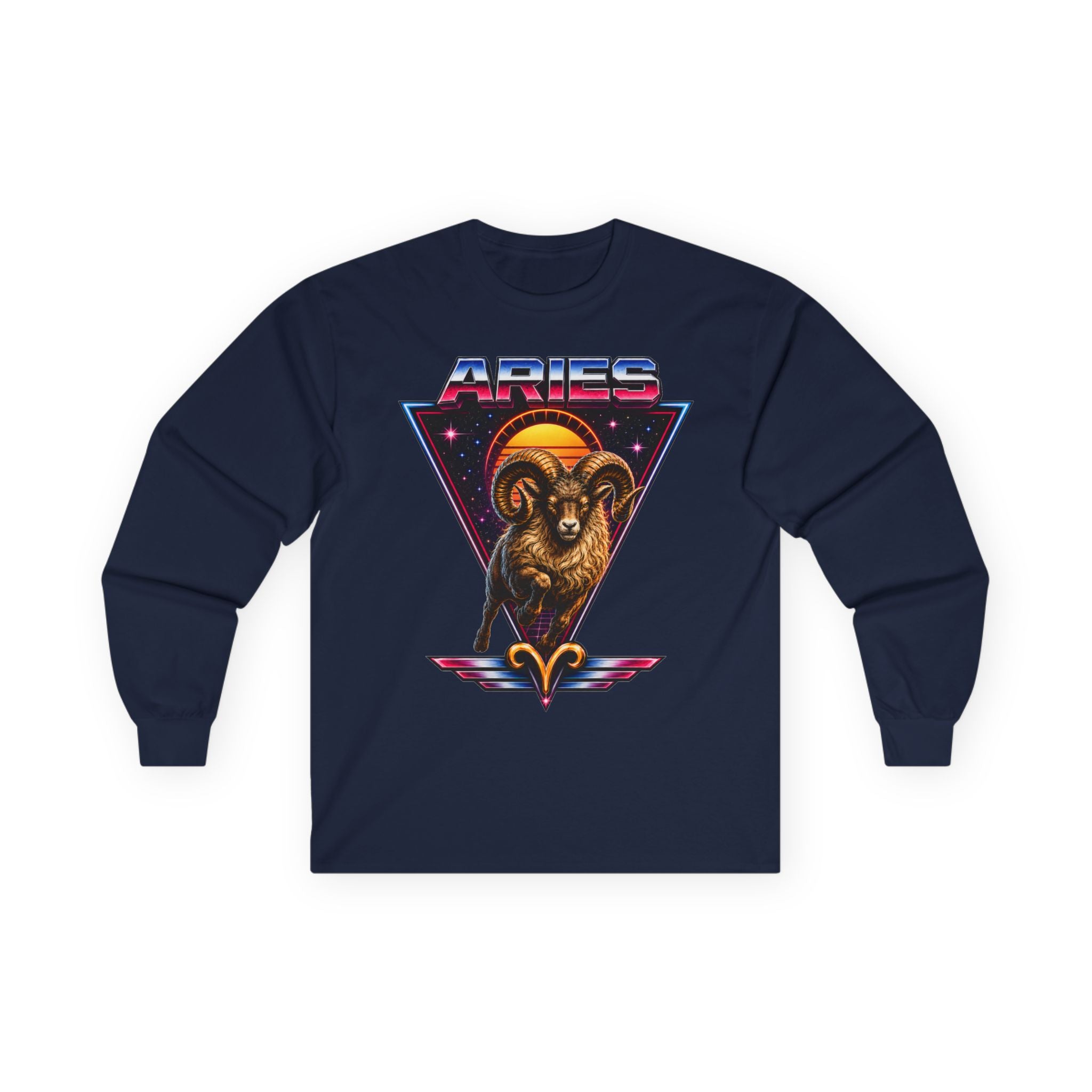 Aries 80s style Zodiac Retro Ram Long Sleeve Tee