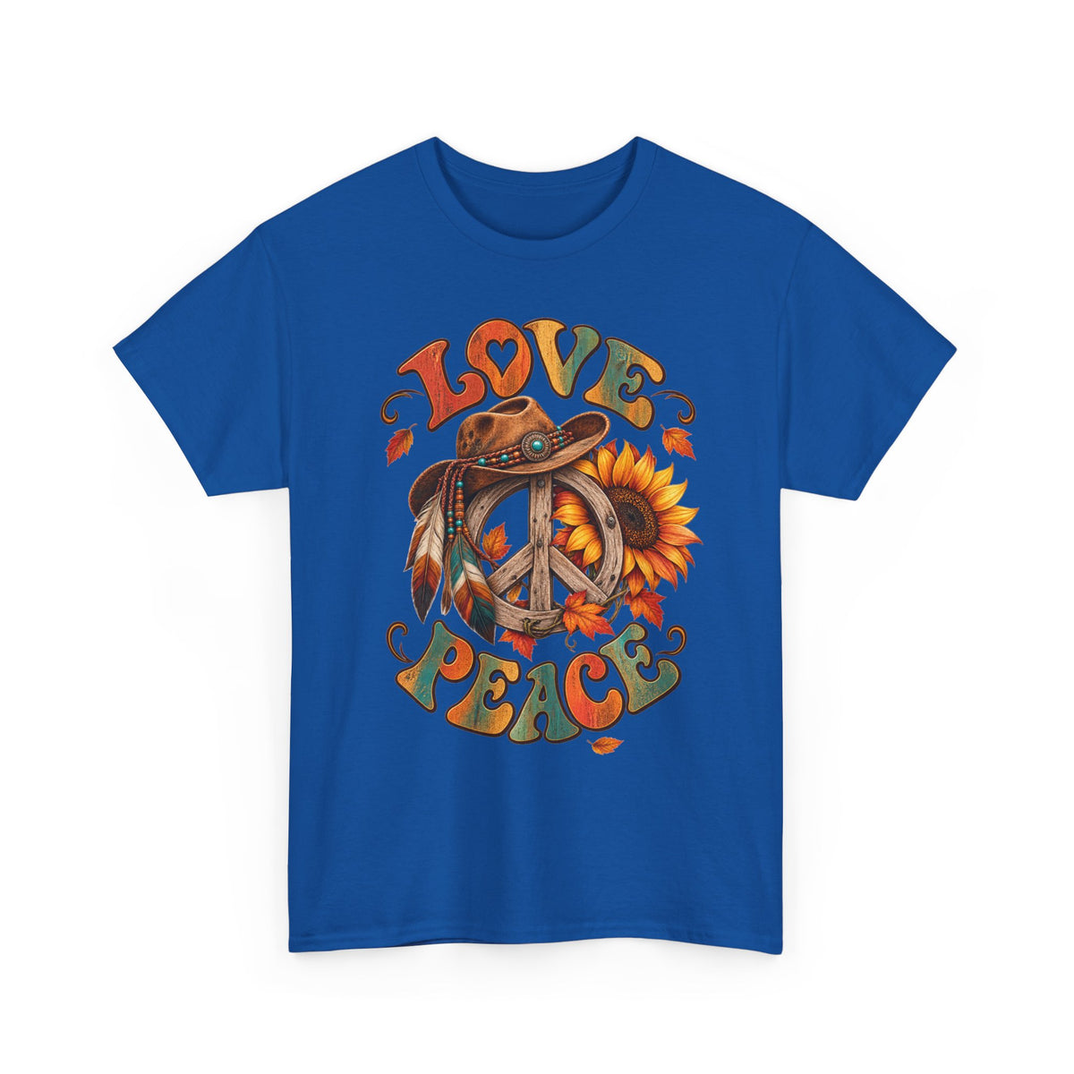 Love & Peace Retro Sunflower Boho Graphic Tee