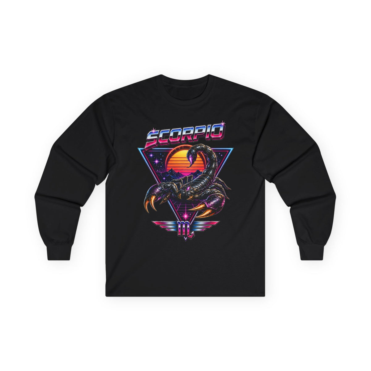Scorpio Retro Sunset Long Sleeve Tee — Vintage 80s Scorpion Zodiac Shirt