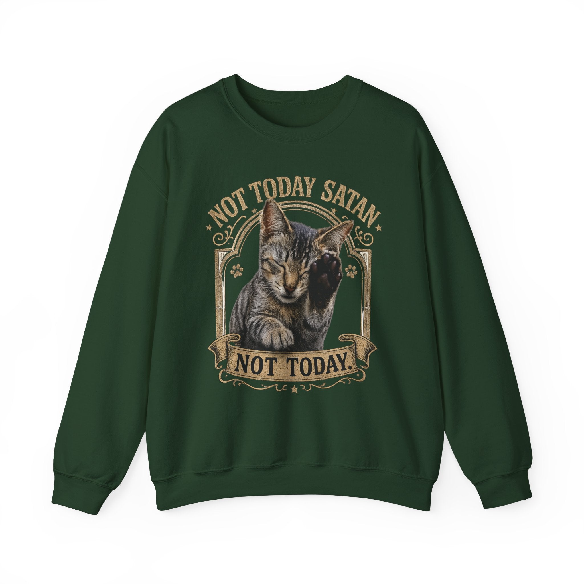 Not Today Satan Cat Sweatshirt – Funny Vintage Cat Crewneck